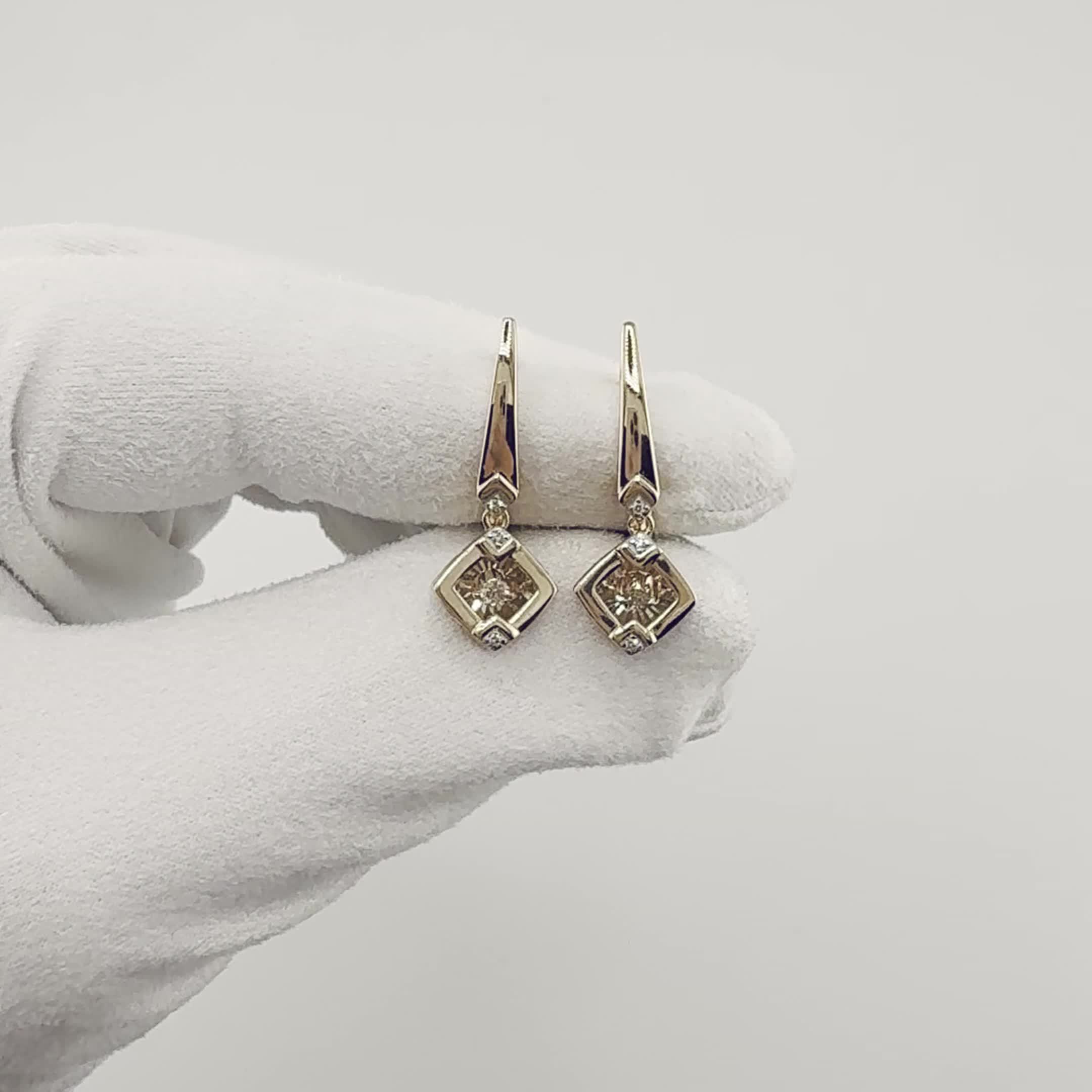 Серьги с танцующими бриллиантами из золота 585 пробы арт. 26076-100