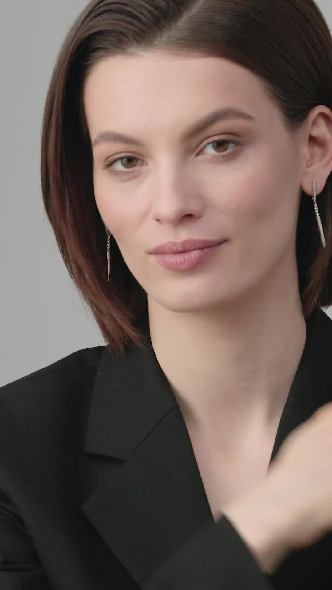 Серьги с бриллиантами из белого золота 585 пробы арт. 26318-200