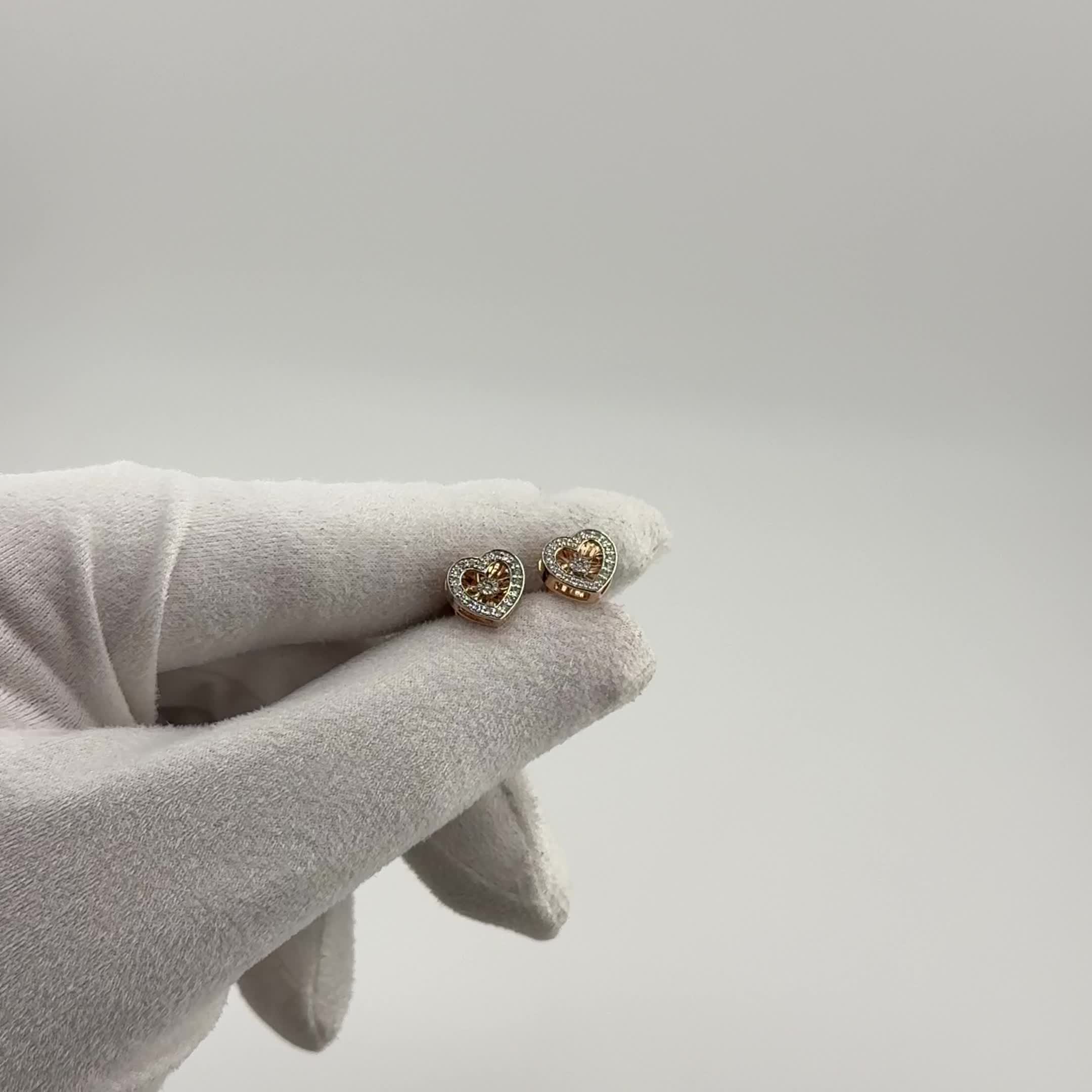 Серьги "Сердца" с танцующими бриллиантами из золота 585 пробы арт. 273101091