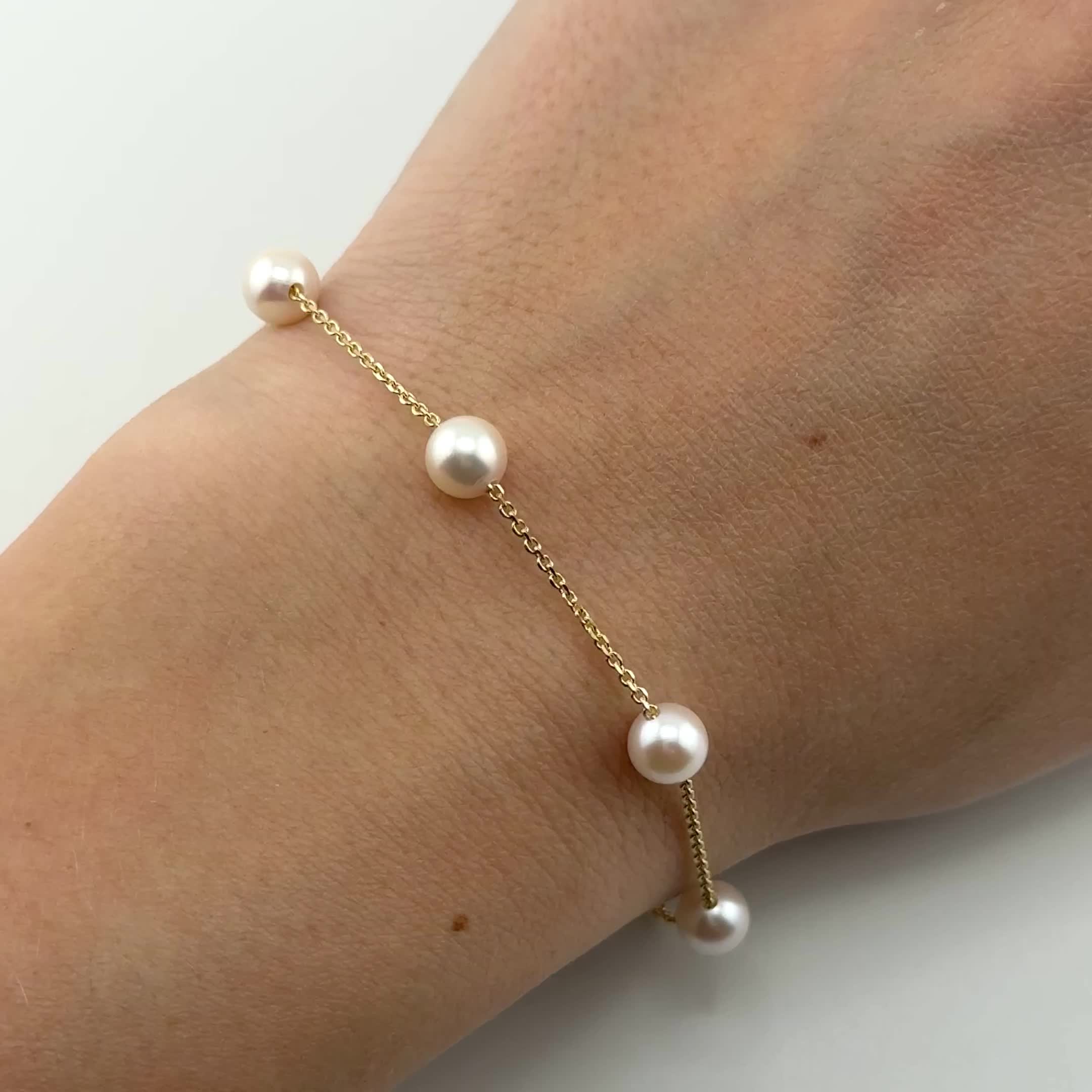 Браслет с жемчугом из золота 585 пробы арт. 35711YT1D6.18