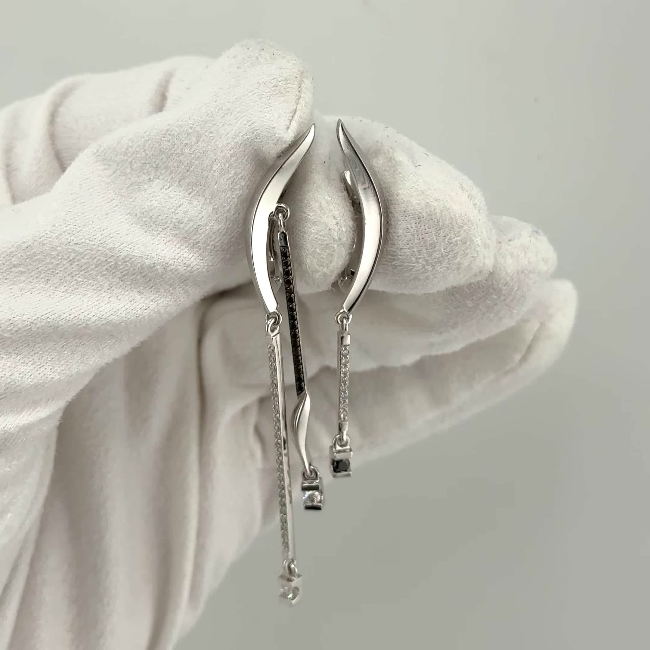 Серьги с бриллиантами из белого золота 585 пробы арт. 3911-21901