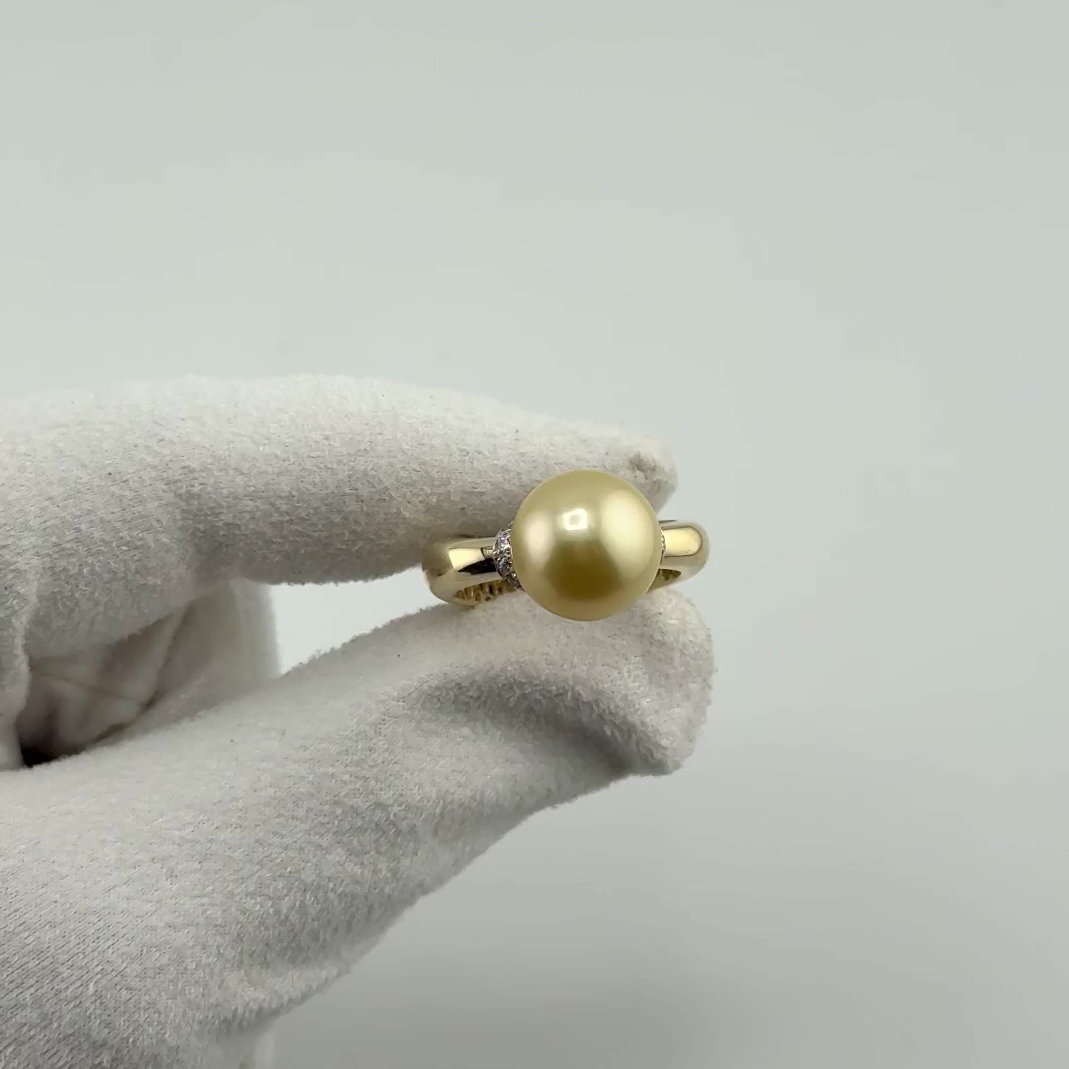 Кольцо с жемчугом и бриллиантами из желтого золота 585 пробы арт. 41005БрYT5D12