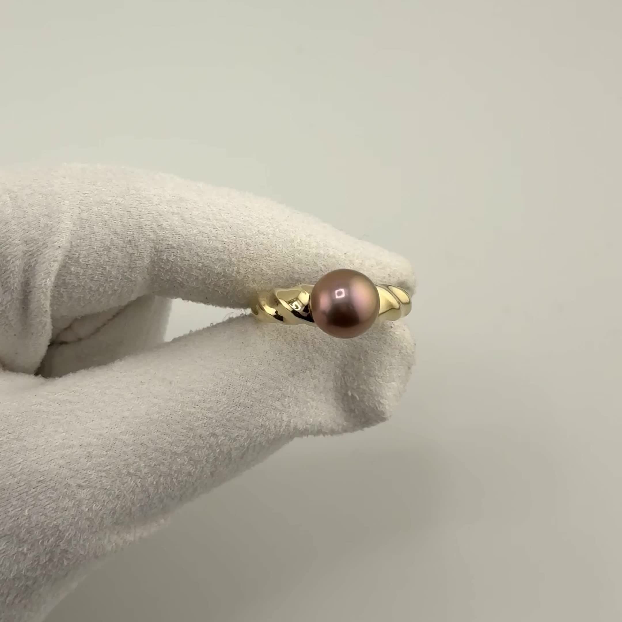 Кольцо с жемчугом из желтого золота 585 пробы арт. 41033YEd3D