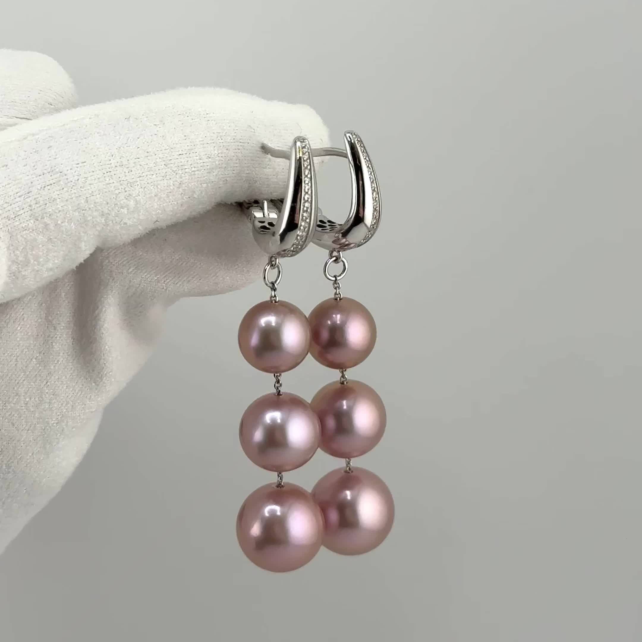 Серьги с жемчугом и бриллиантами из белого золота 585 пробы арт. 42002.2БрWEd3D10-13