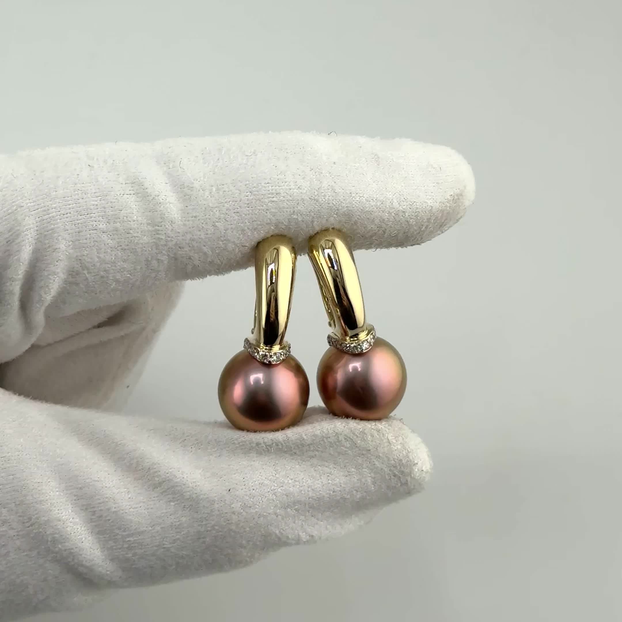 Серьги с жемчугом и бриллиантами из желтого золота 585 пробы арт. 42005БрYEd3D13