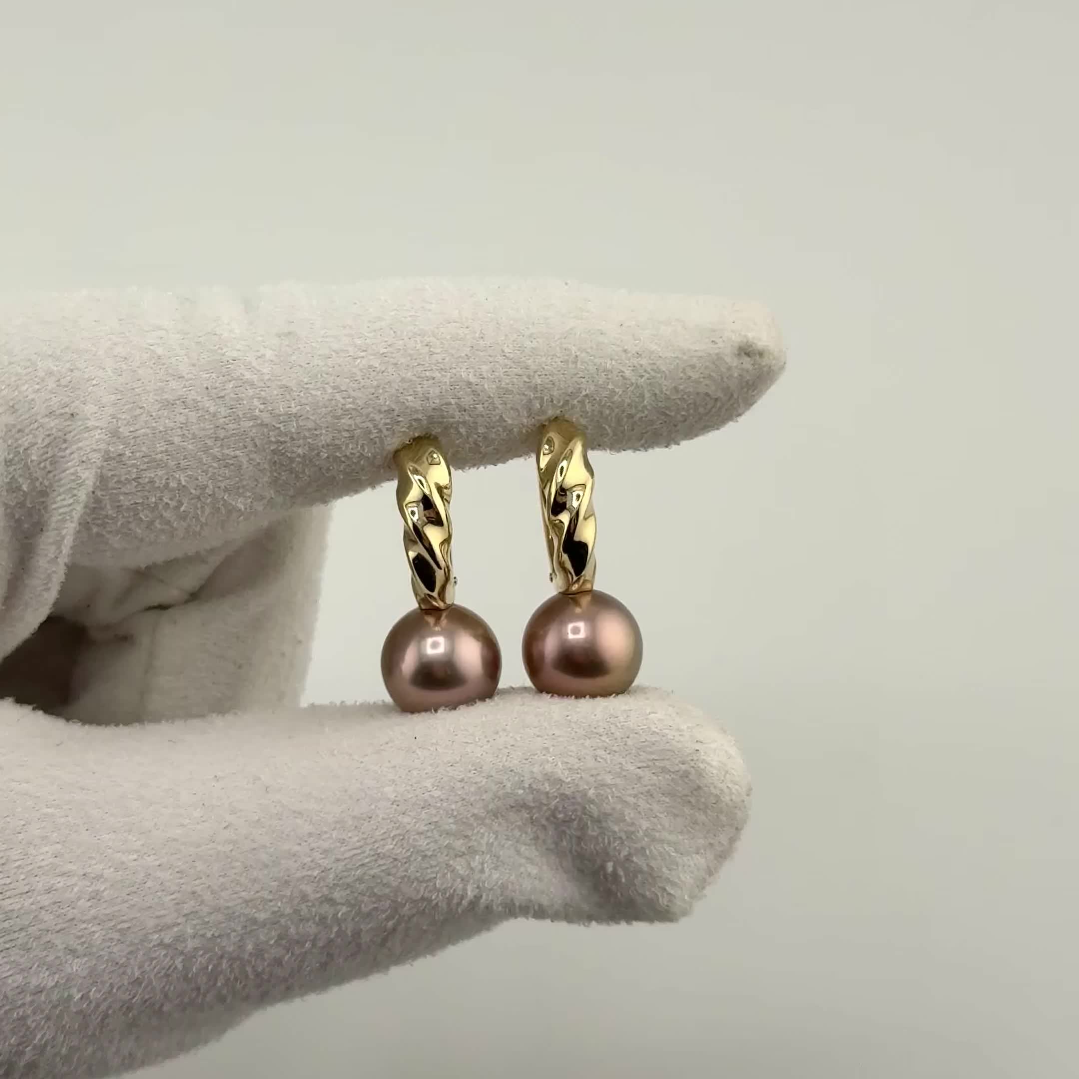 Серьги с жемчугом из желтого золота 585 пробы арт. 42033YEd3D