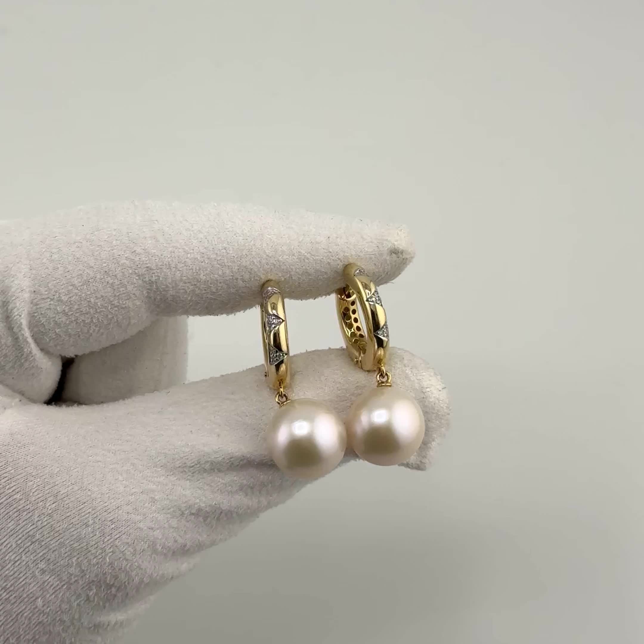 Серьги с бриллиантами и жемчугом из желтого золота 585 пробы арт. 42036БрYEd1D12