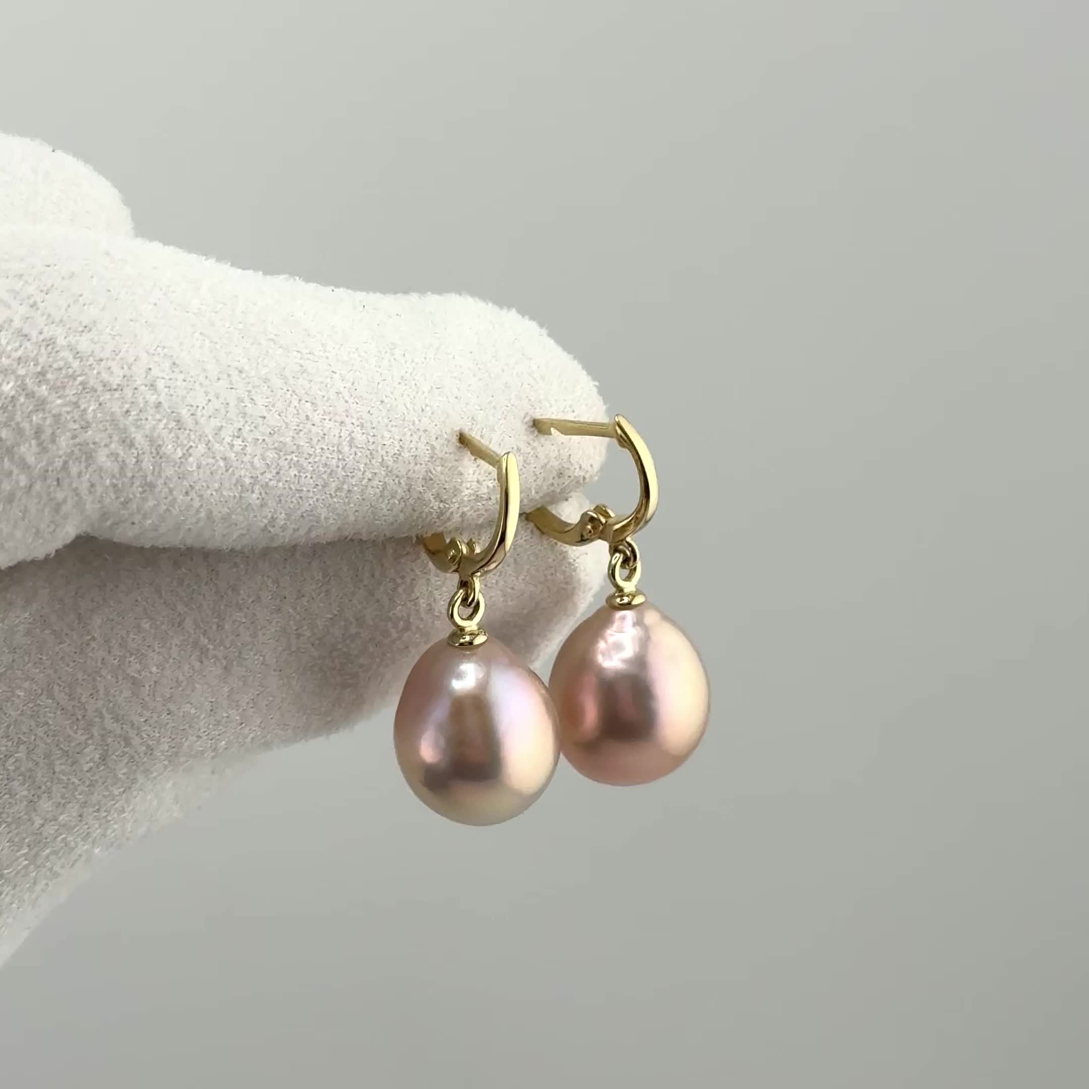 Серьги с барочным жемчугом из желтого золота 585 пробы арт. 42049YEd3