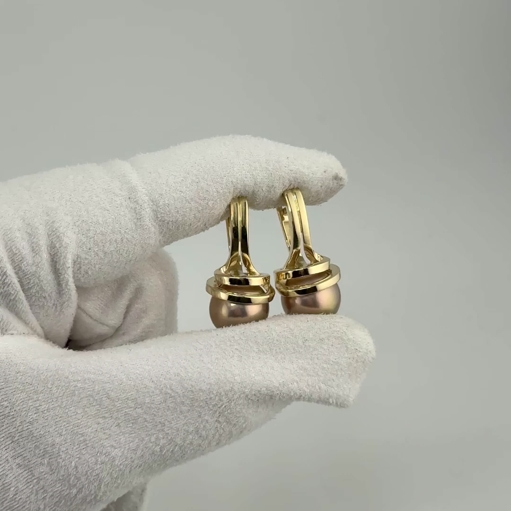 Серьги с жемчугом из желтого золота 585 пробы арт. 42055YEd3D12