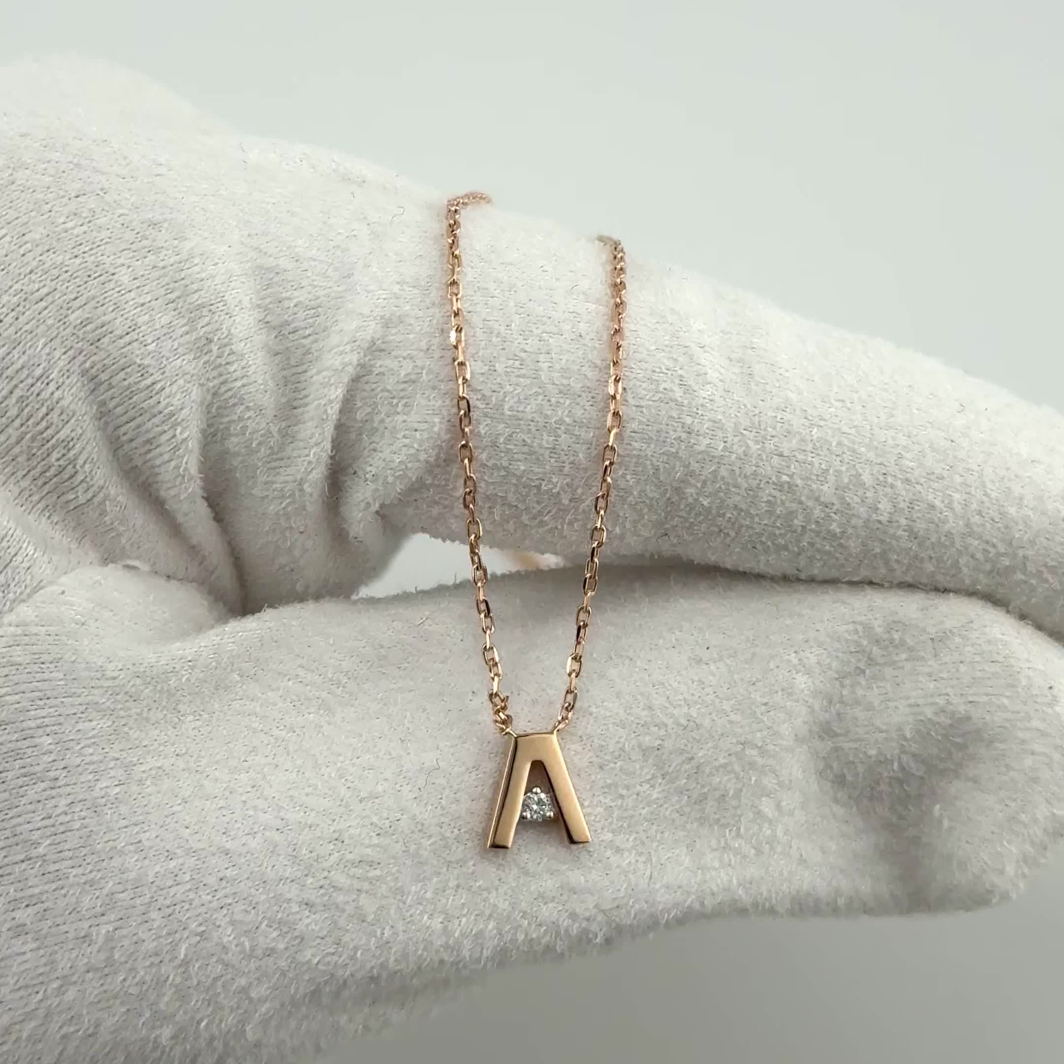 Колье "Буква А" с бриллиантом из золота 585 пробы арт. 4596-510