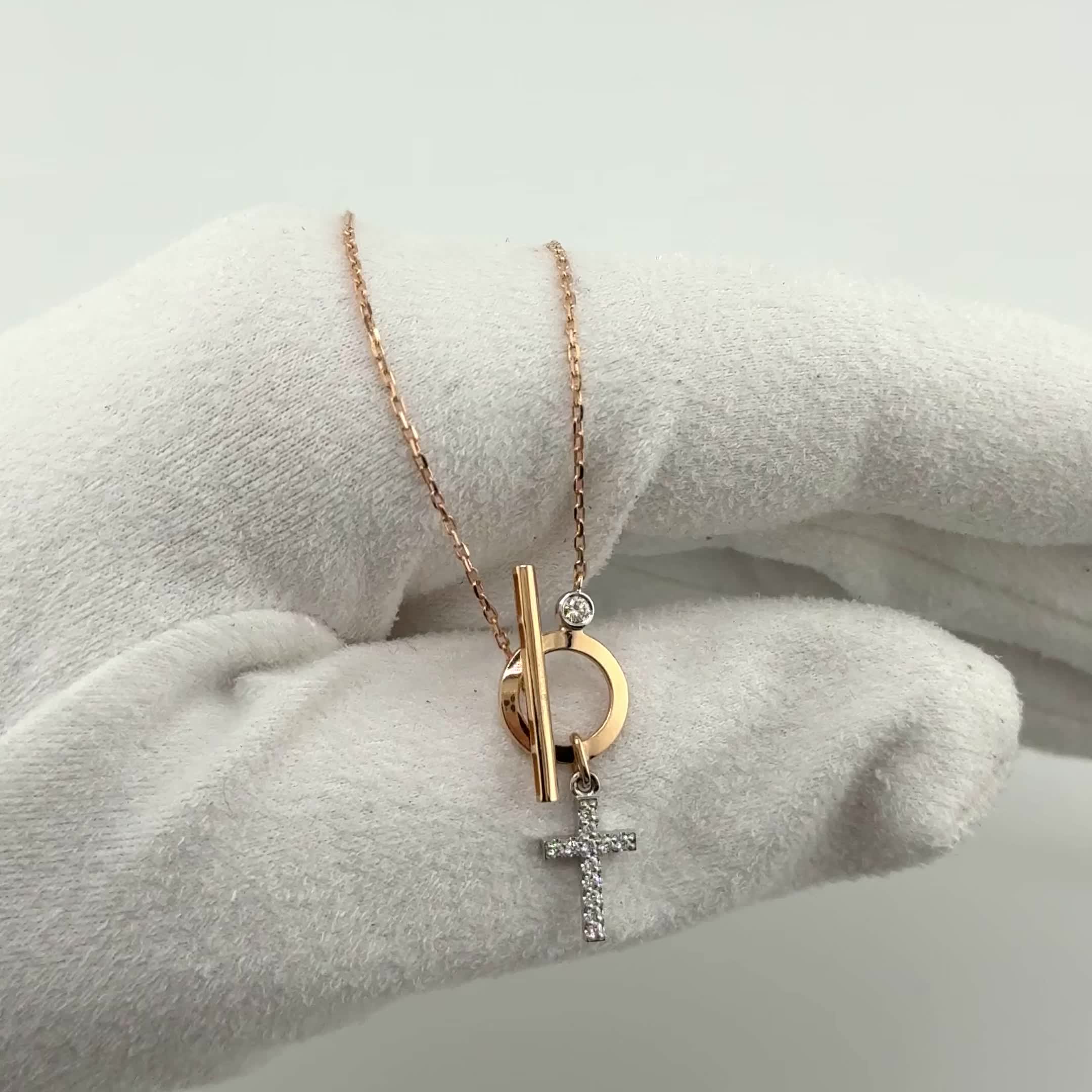 Колье "Крест" с бриллиантами из золота 585 пробы арт. 4607-510