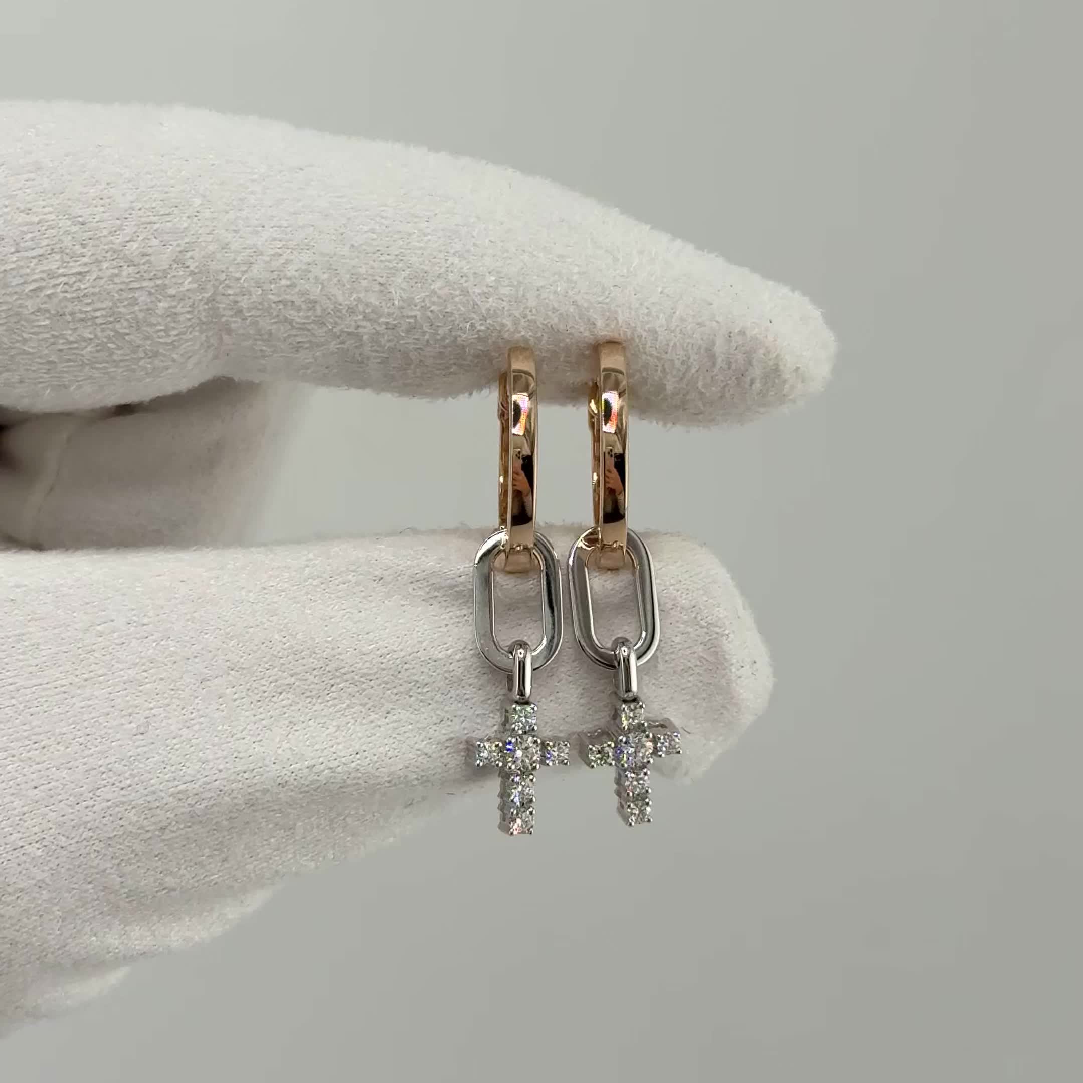 Серьги "Кресты" с бриллиантами из золота 585 пробы арт. 4609-210