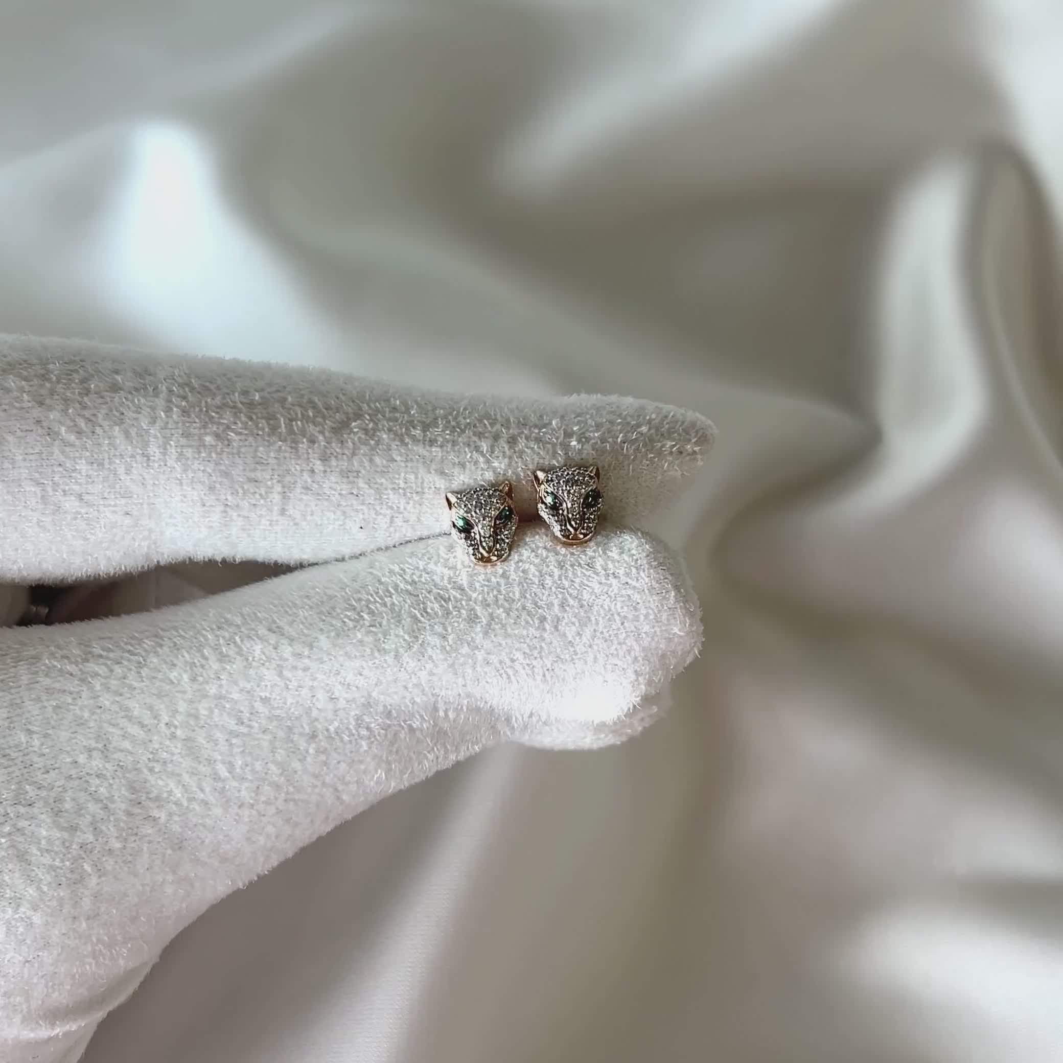 Серьги "Пантеры" с изумрудами и бриллиантами из золота 585 пробы арт. 5-2747-106-2К-Из