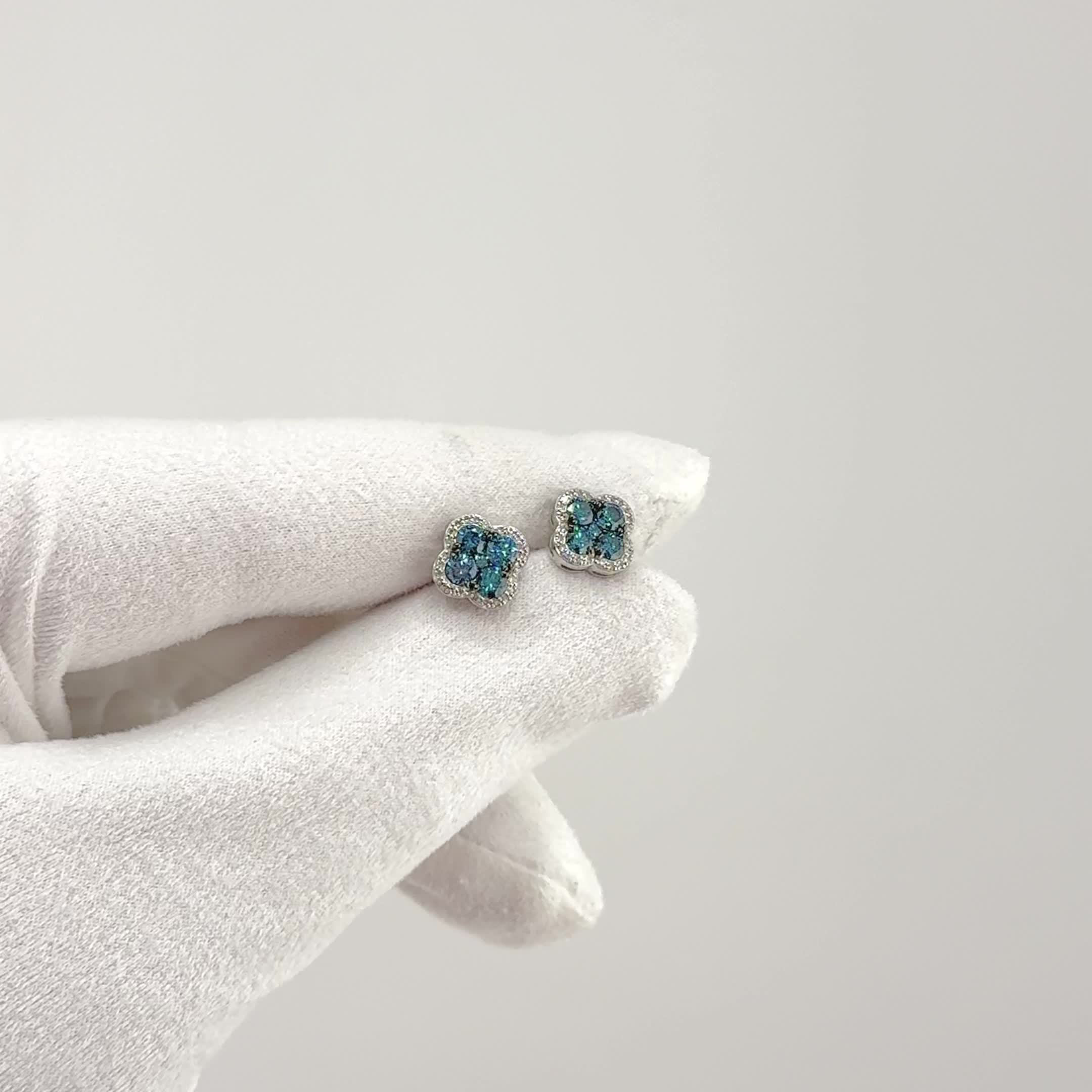 Серьги "Клевера" с бриллиантами из белого золота 585 пробы арт. 5-6245-106-2Б-Гбр