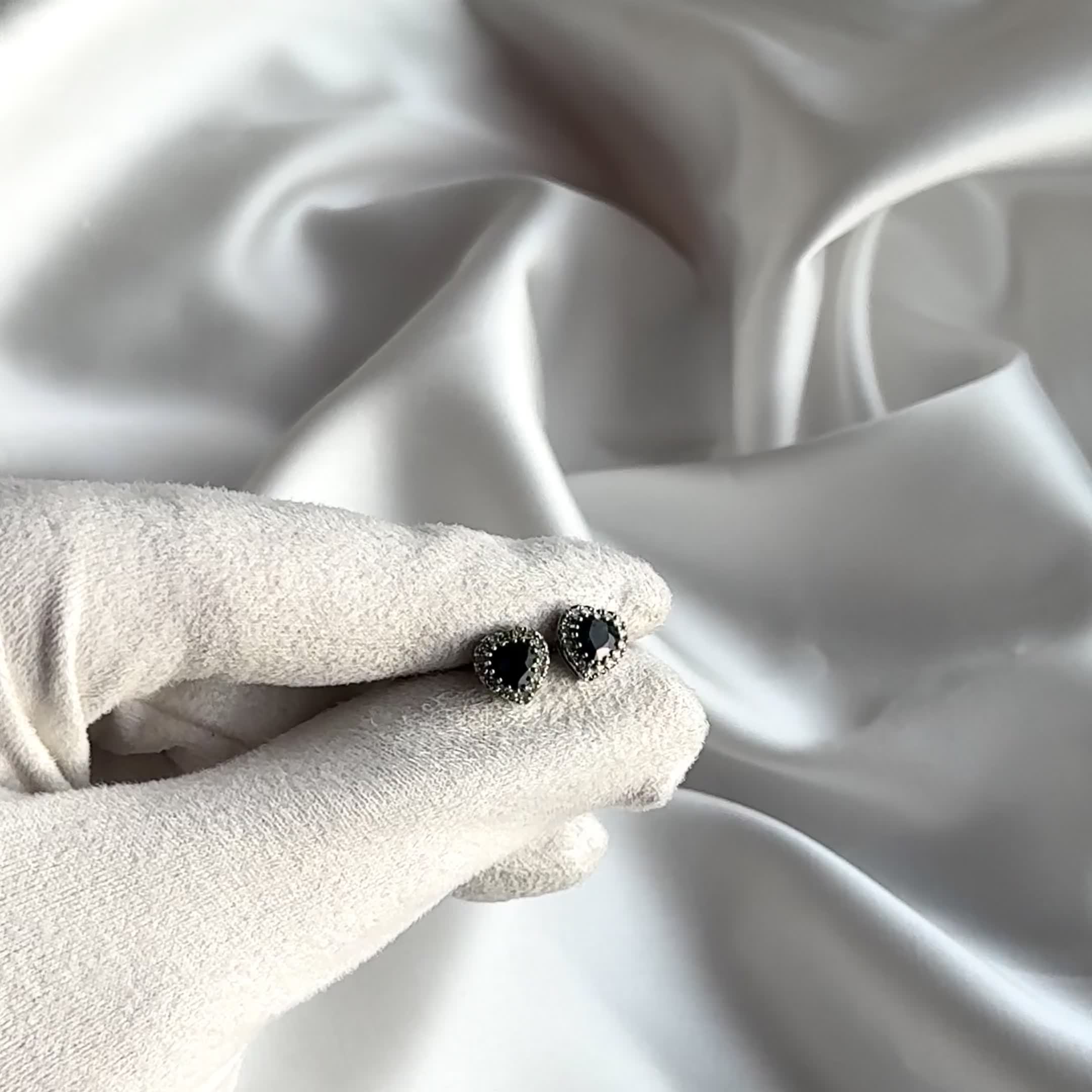 Серьги "Сердце" с сапфирами и бриллиантами из белого золота 585 пробы арт. 5-6456-103-2Б-Сап