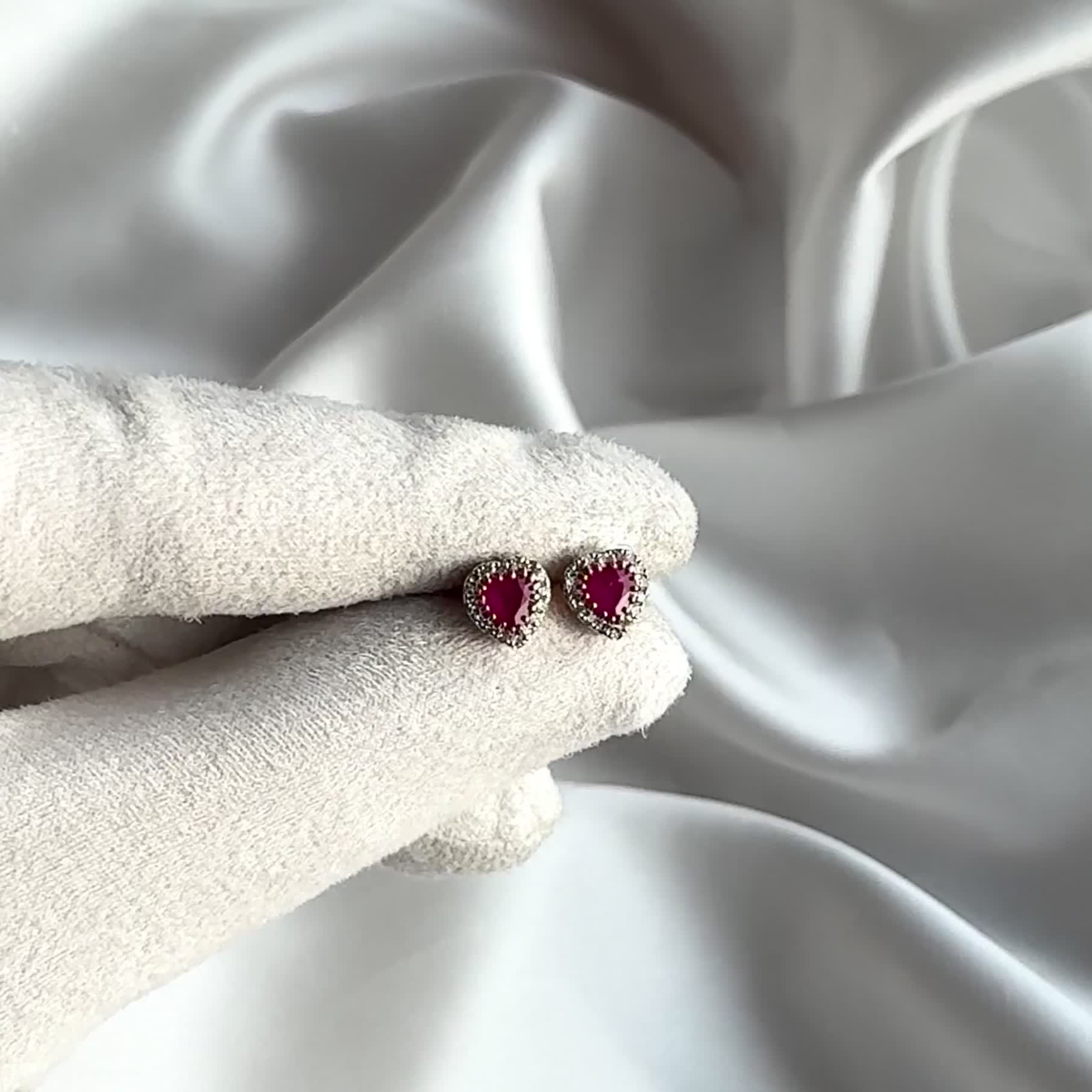 Серьги "Сердца" с рубинами и бриллиантами из золота 585 пробы арт. 5-6456-103-2К-Руб