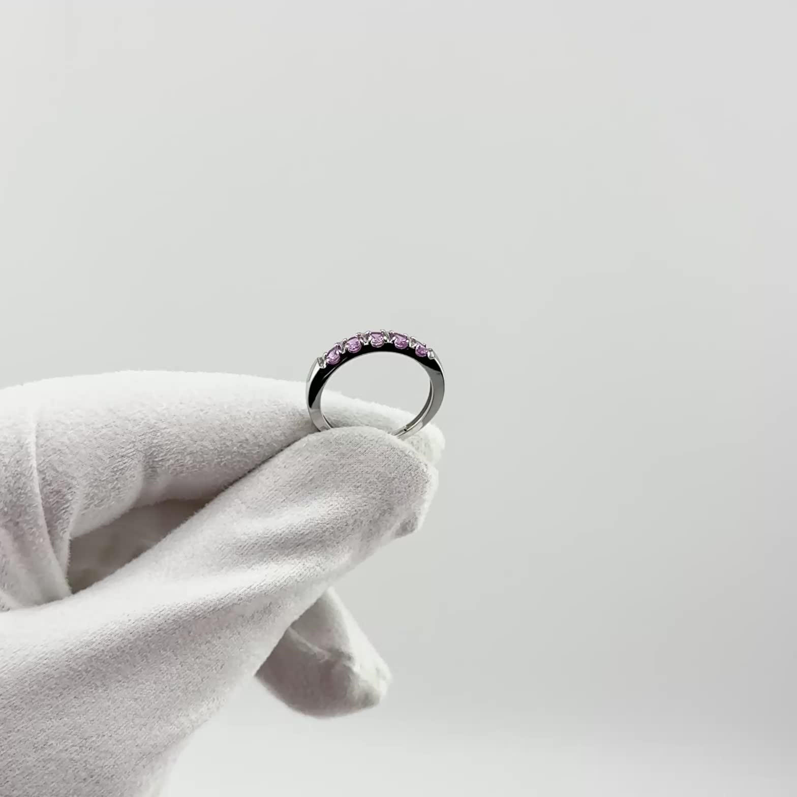 Кольцо с розовыми сапфирами из белого золота 585 пробы арт. 5-6644-103-1Б-СапРоз