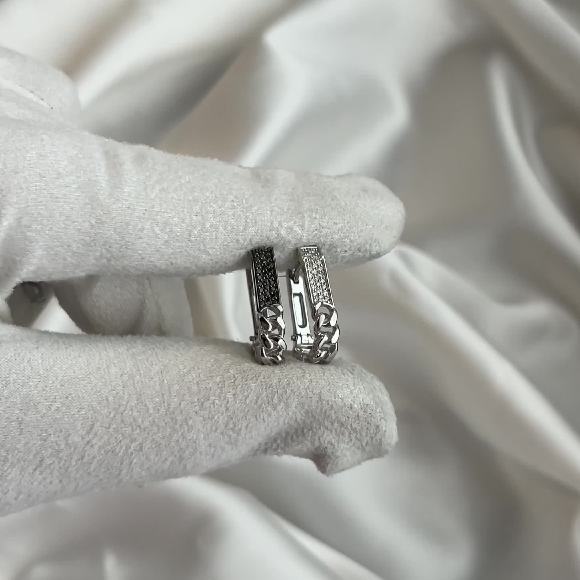 Серьги с бриллиантами из белого золота 585 пробы арт. 5-6835-106-2Б-Чбр