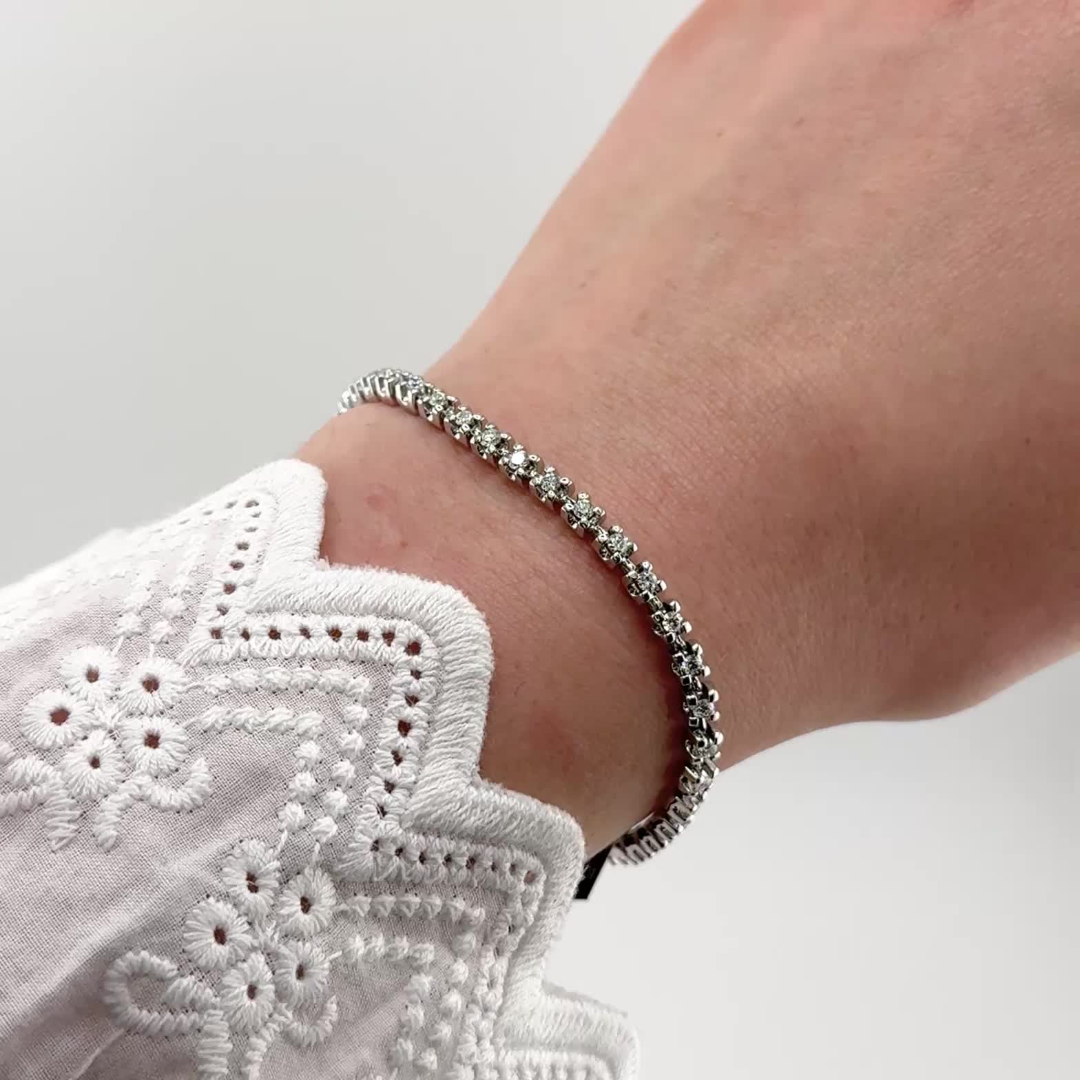 Браслет с бриллиантами из белого золота 585 пробы арт. 55179-200