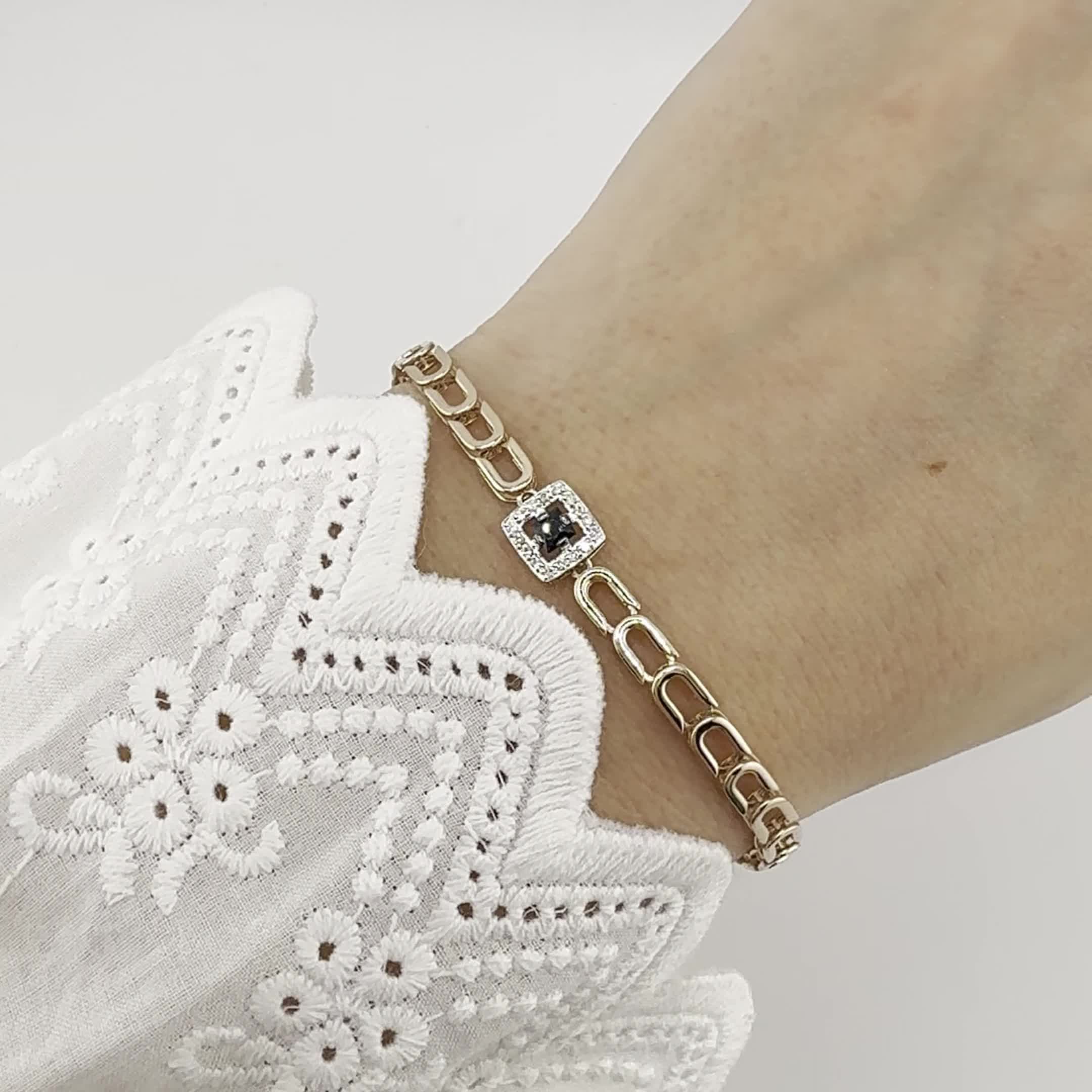 Браслет с сапфиром и бриллиантами из золота 585 пробы арт. 56868-102