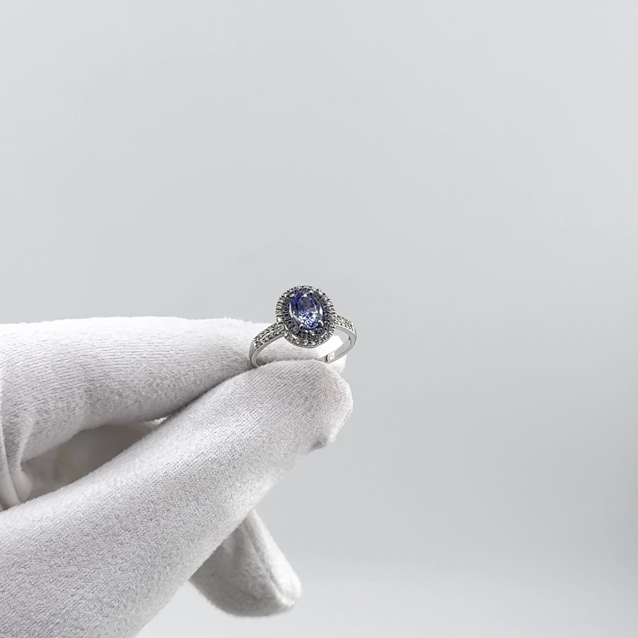 Кольцо с танзанитами и бриллиантами из золота 585 пробы  арт. 6014179