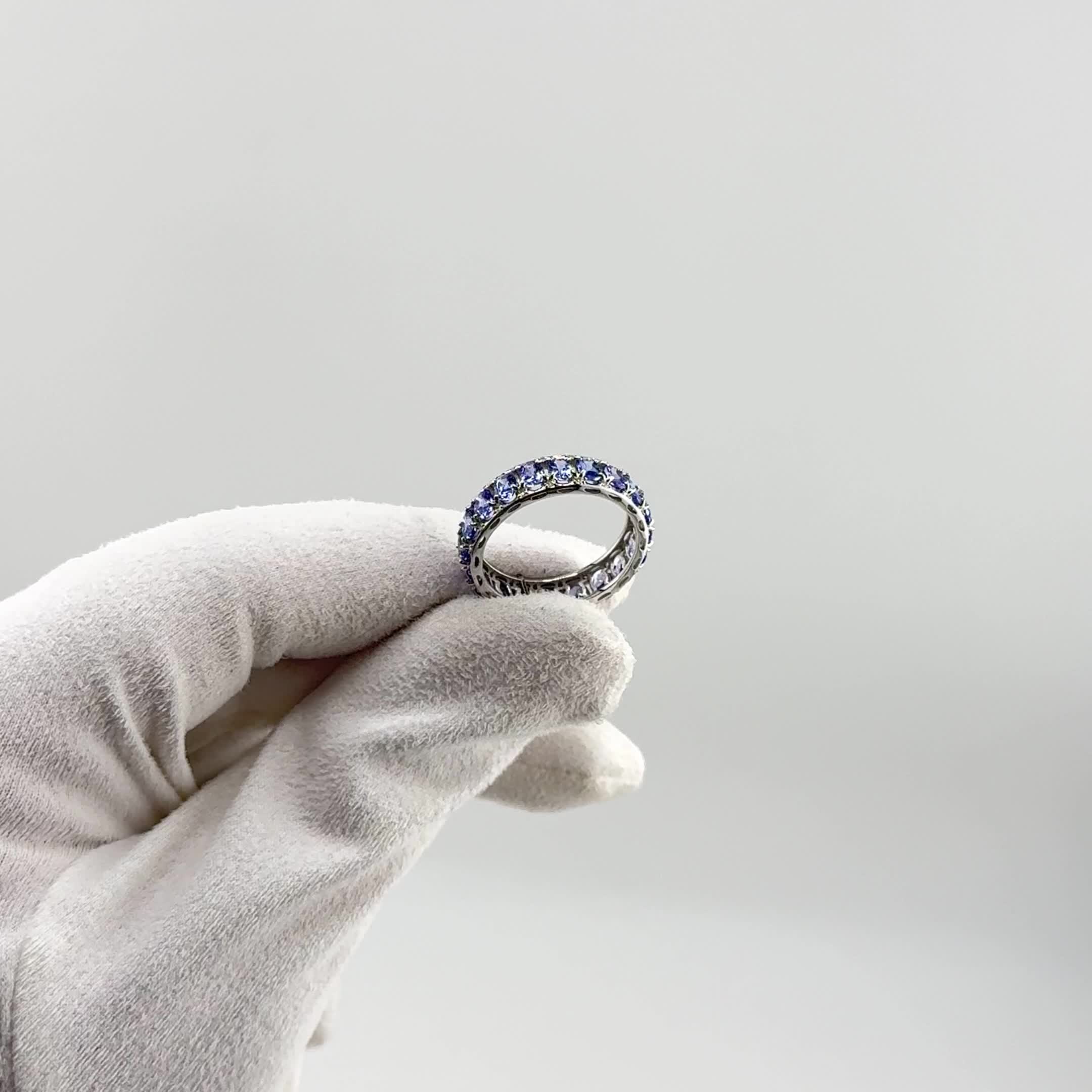 Кольцо с бриллиантами и танзанитом из белого золота 585 пробы арт. 6014323-3
