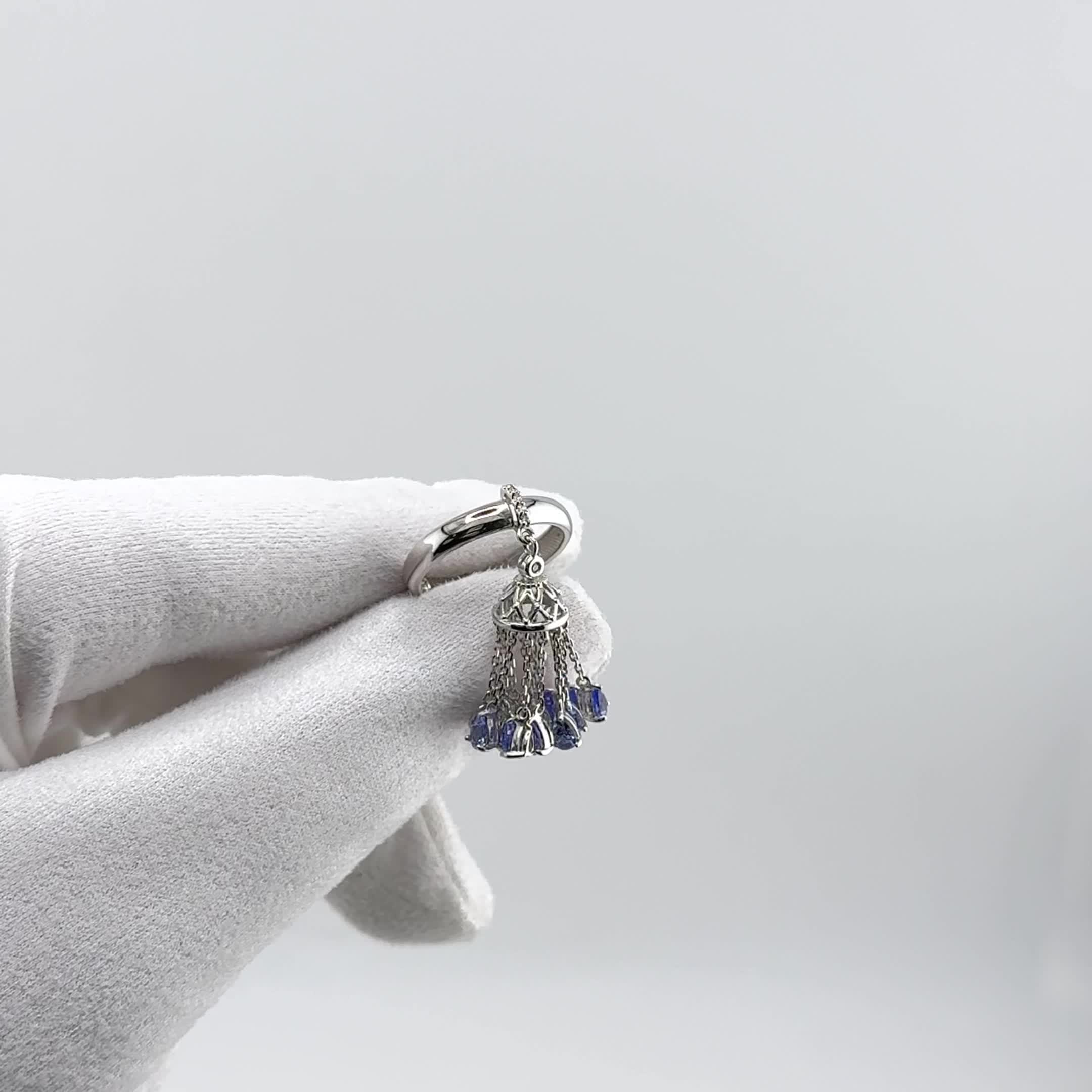 Кольцо с танзанитами и бриллиантами из белого золота 585 пробы арт. 6014367-3