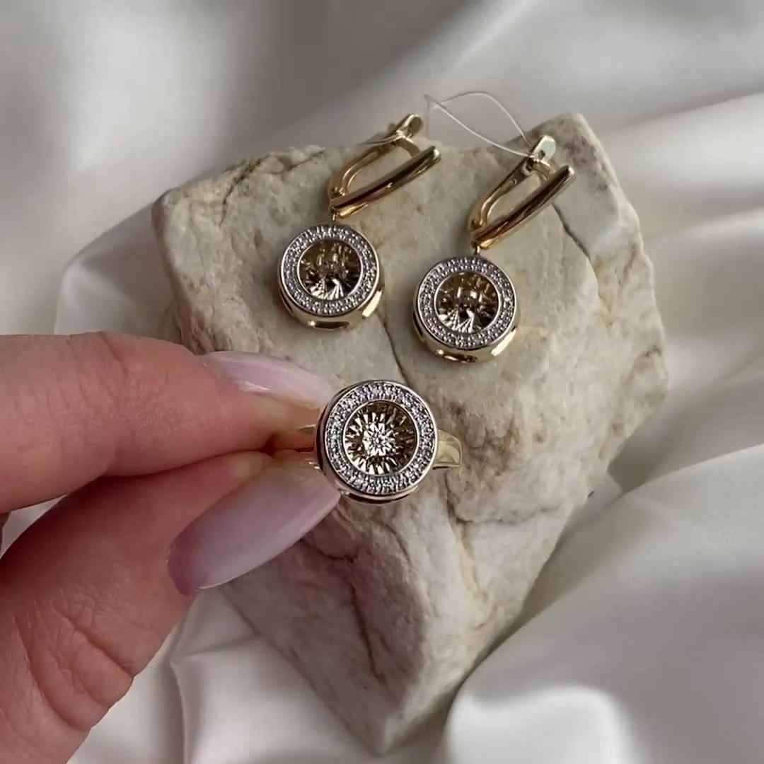 Кольцо с танцующим бриллиантом из желтого золота 585 пробы арт. К/640-320