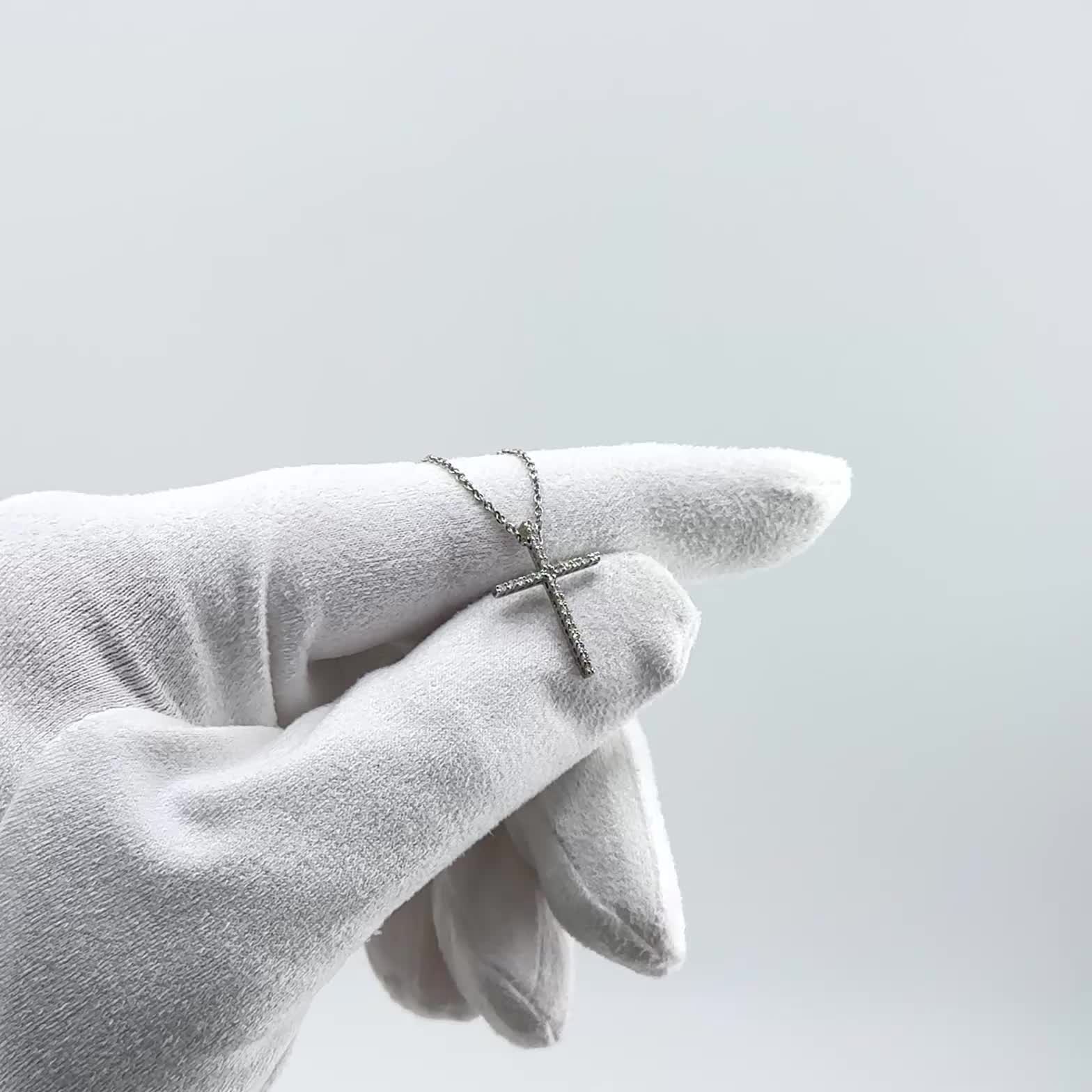 Колье "Крест" с бриллиантами из белого золота 585 пробы арт. 64232-200