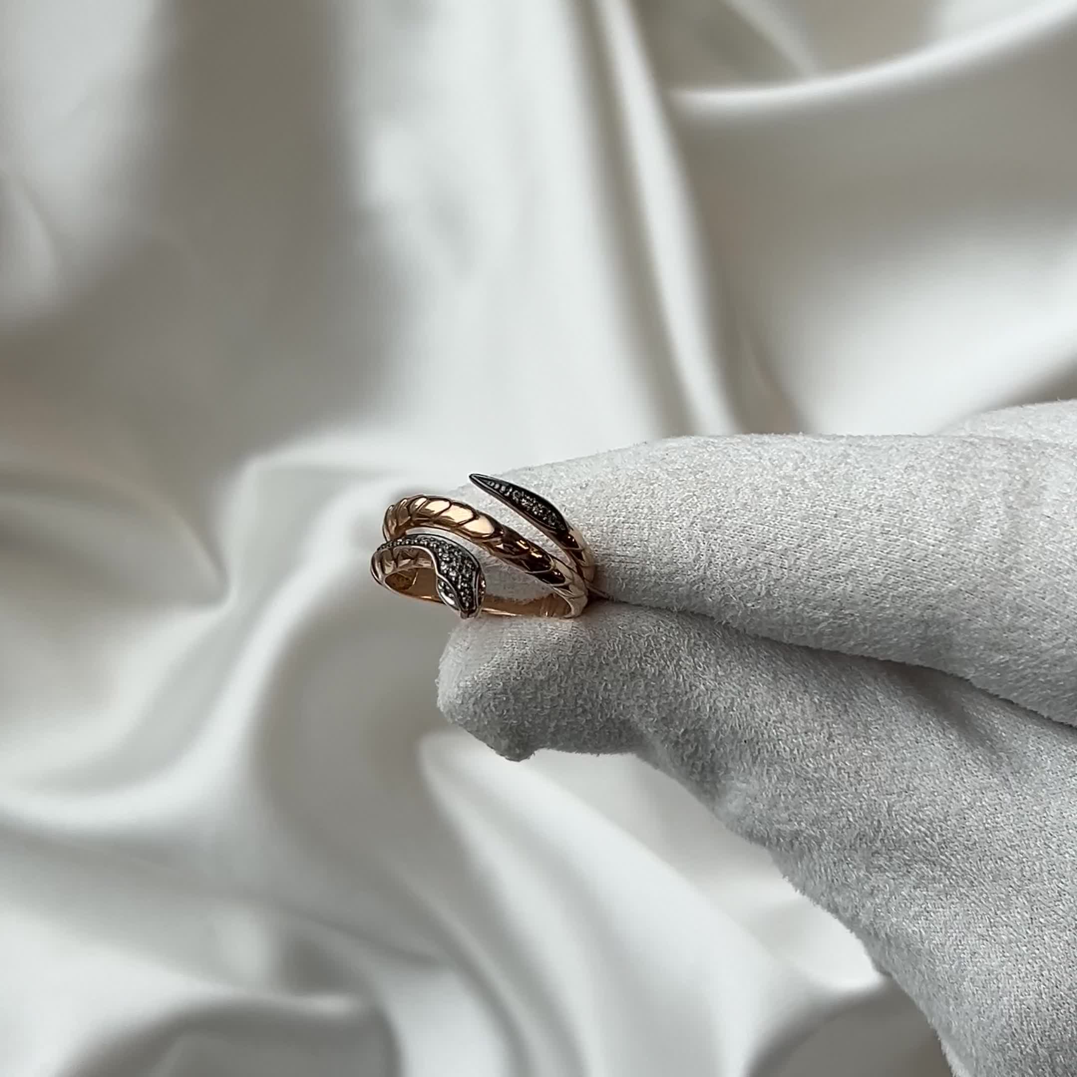 Кольцо "Змея" с бриллиантами из золота 585 пробы  арт. 7010067