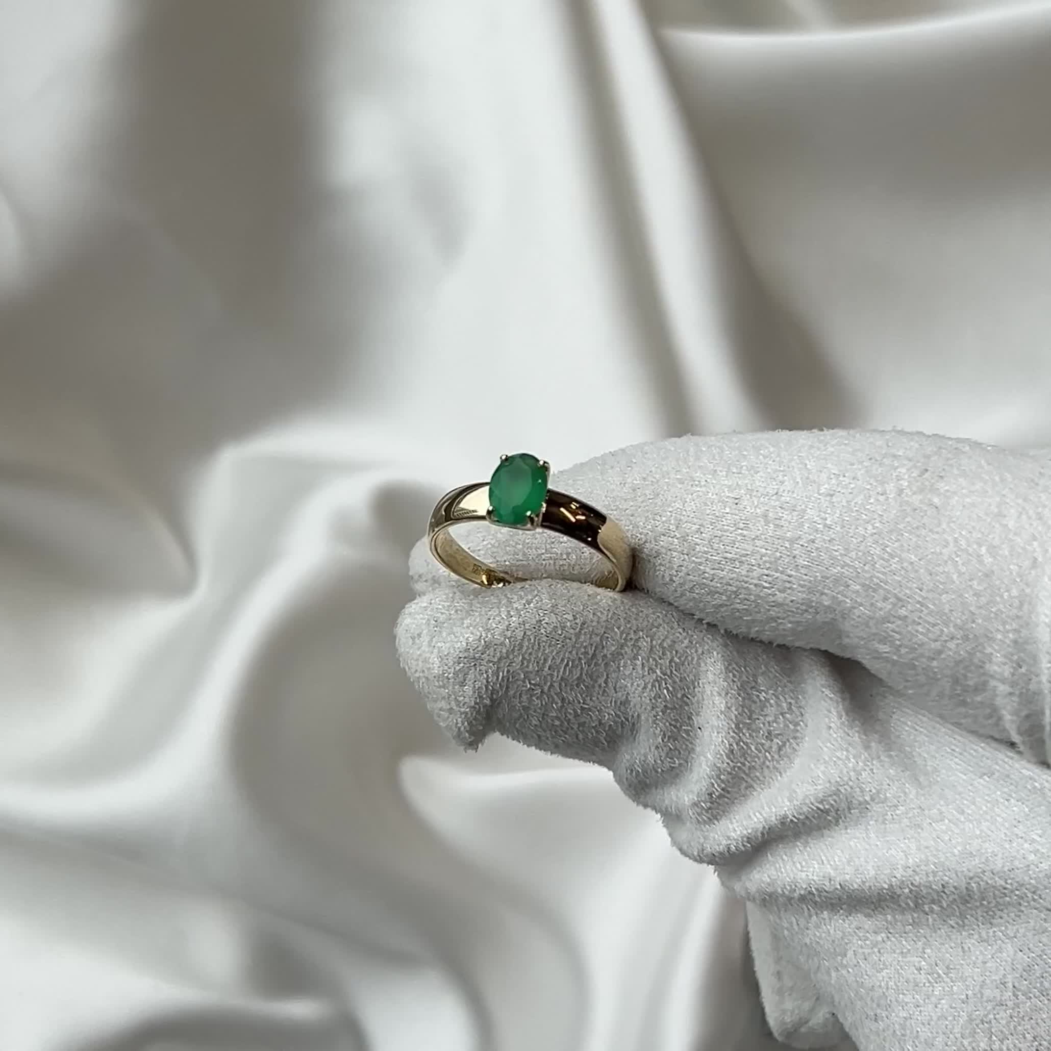 Кольцо с агатом из желтого золота 585 пробы арт. 715477-2