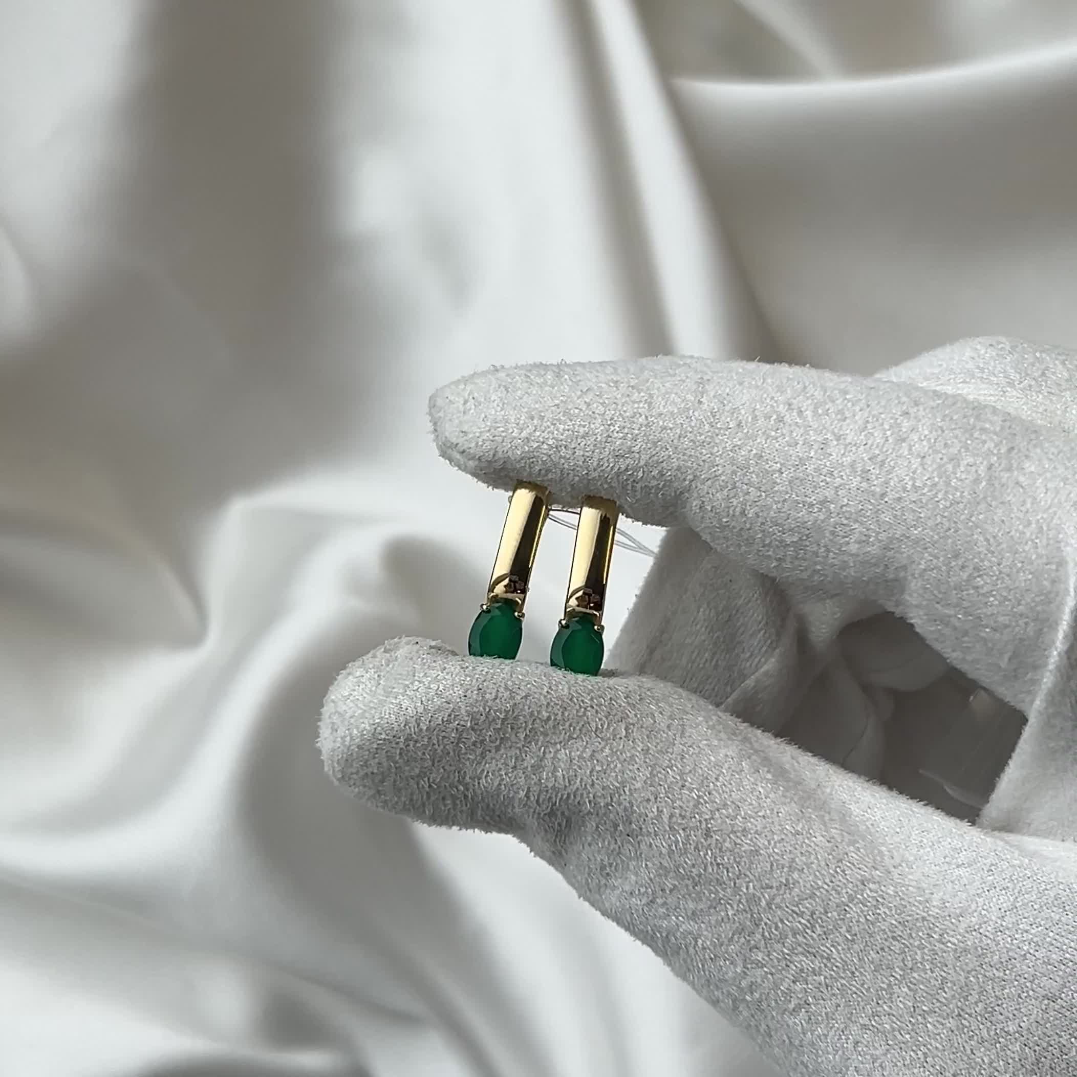 Серьги с агатами из желтого золота 585 пробы арт. 725832-2