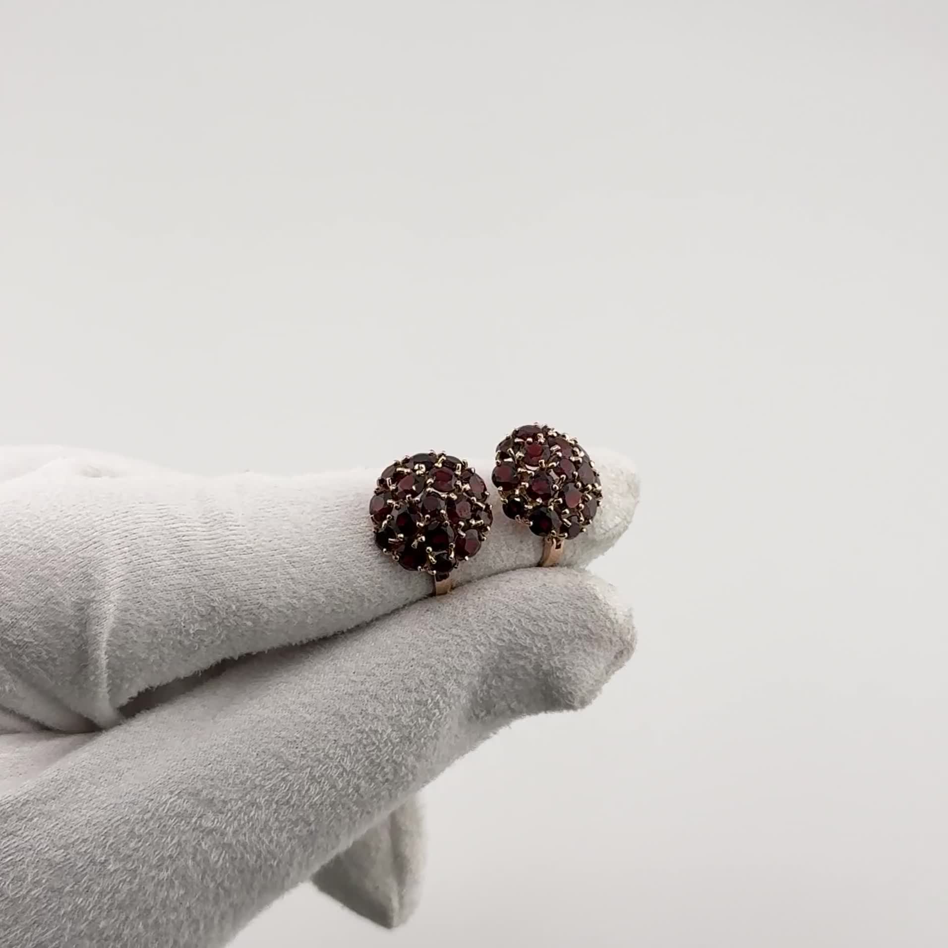 Серьги с гранатами из золота 585 пробы арт. 728291