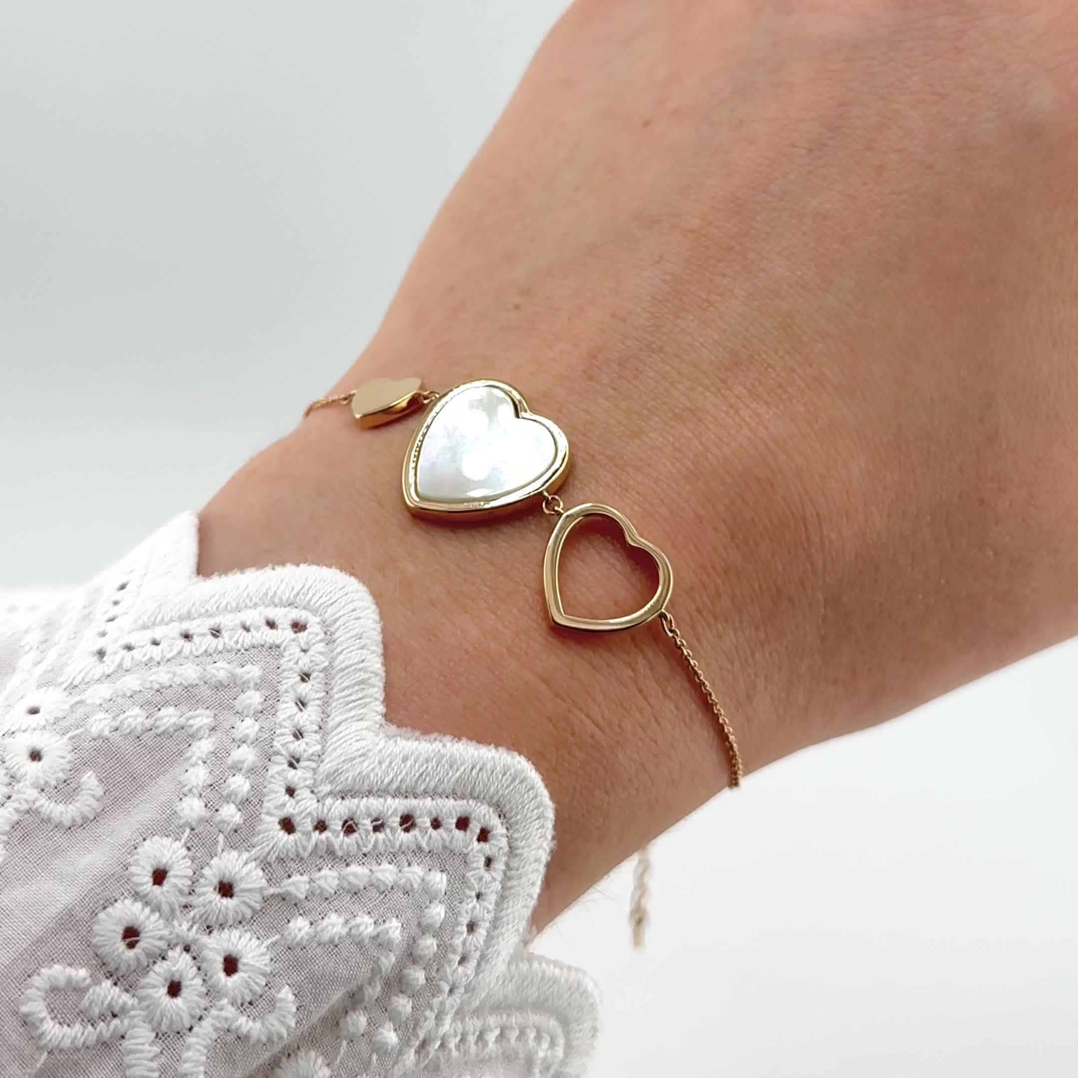 Браслет "Сердце" с перламутром из золота 585 пробы арт. 8-6057