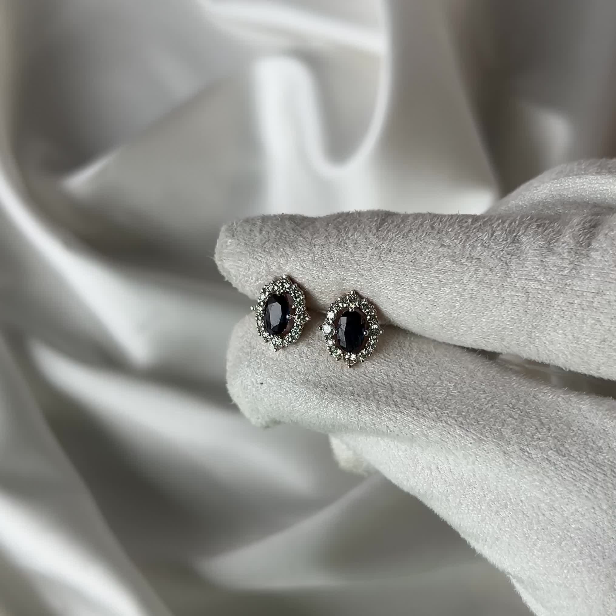 Серьги с сапфирами и бриллиантами из золота 585 пробы арт. 813200982