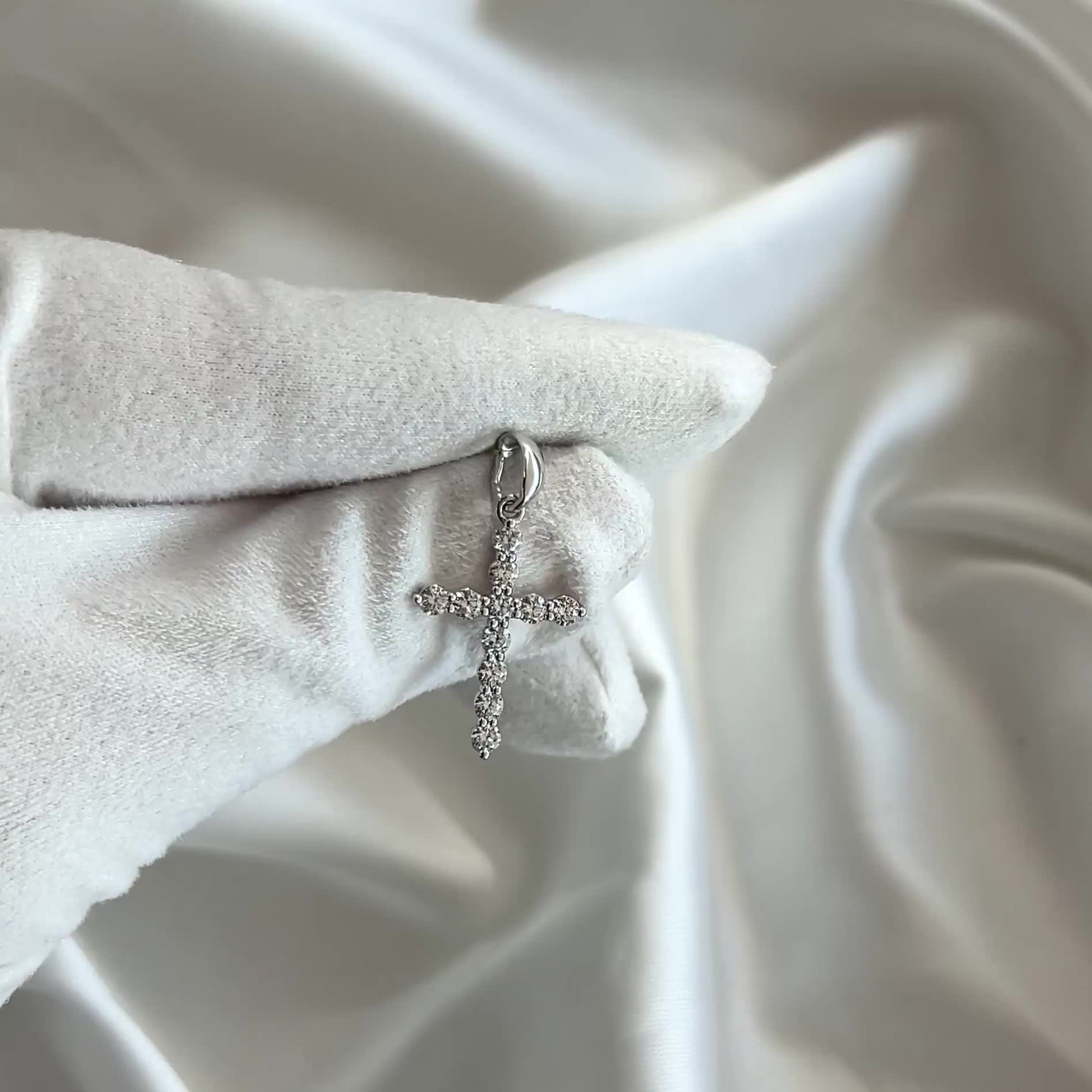 Декоративный крест с бриллиантами из золота 585 пробы арт. 920850.2