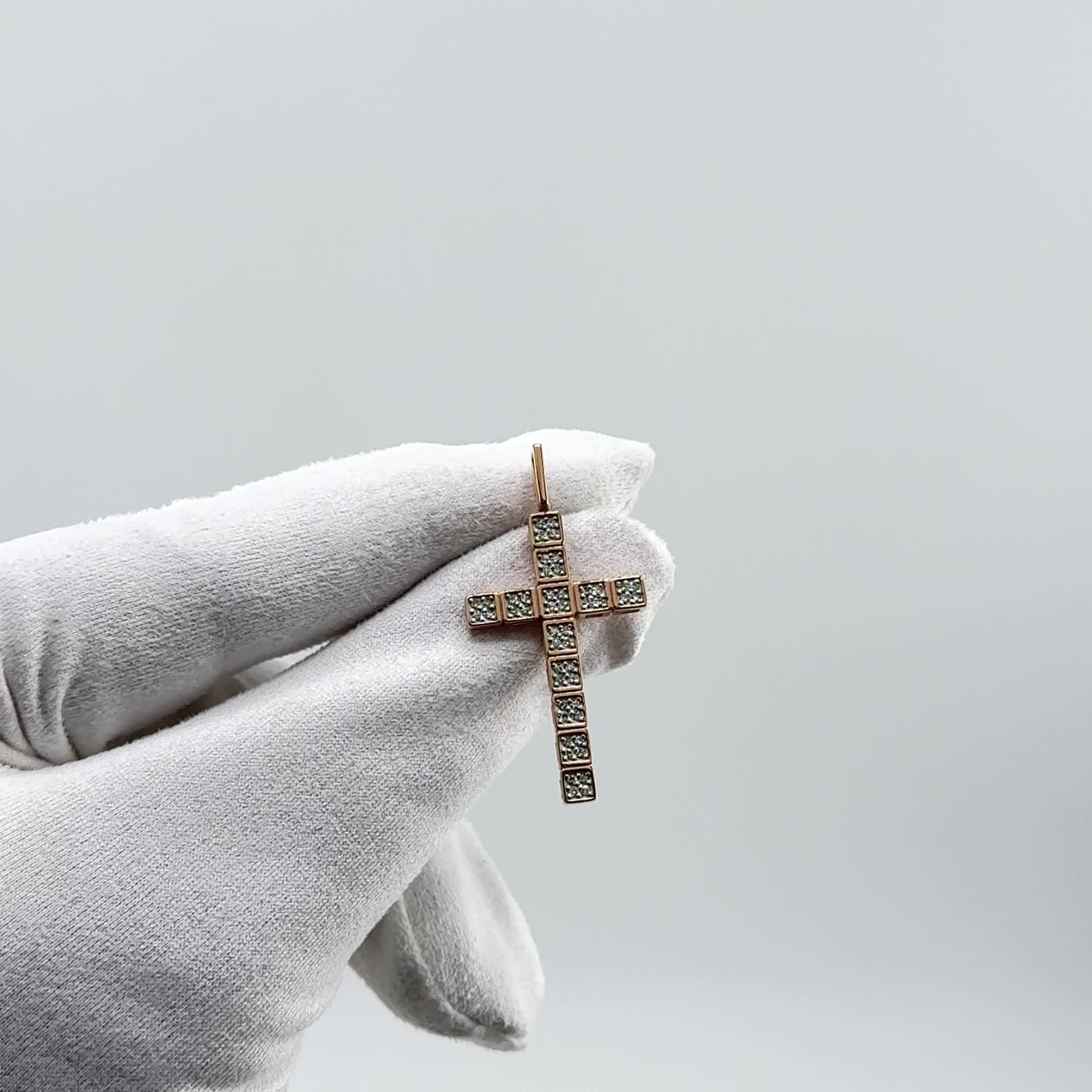 Декоративный крест с бриллиантами из золота 585 пробы арт. 921070.1