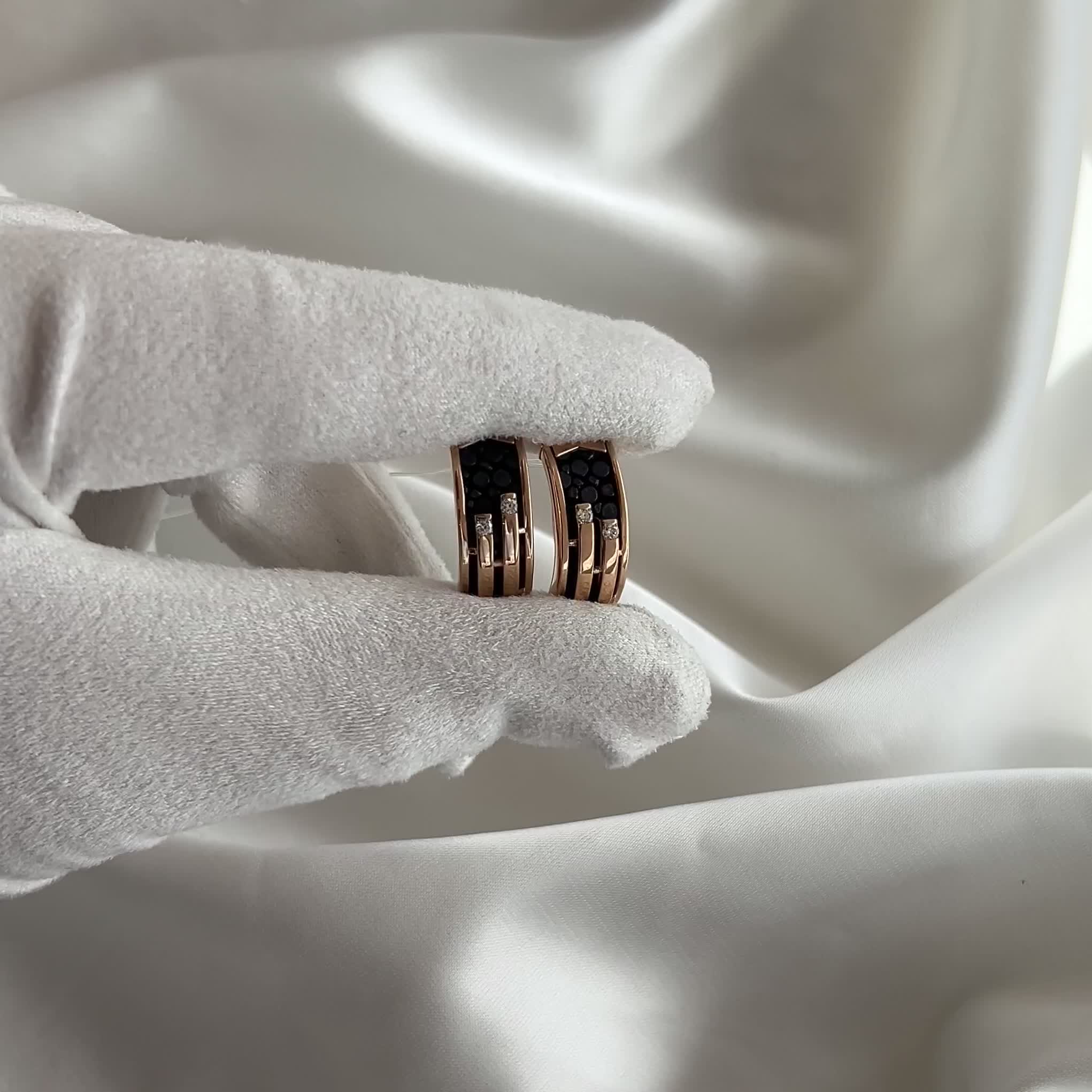 Серьги с бриллиантами и кожей ската из золота 585 пробы арт. 942106к.1