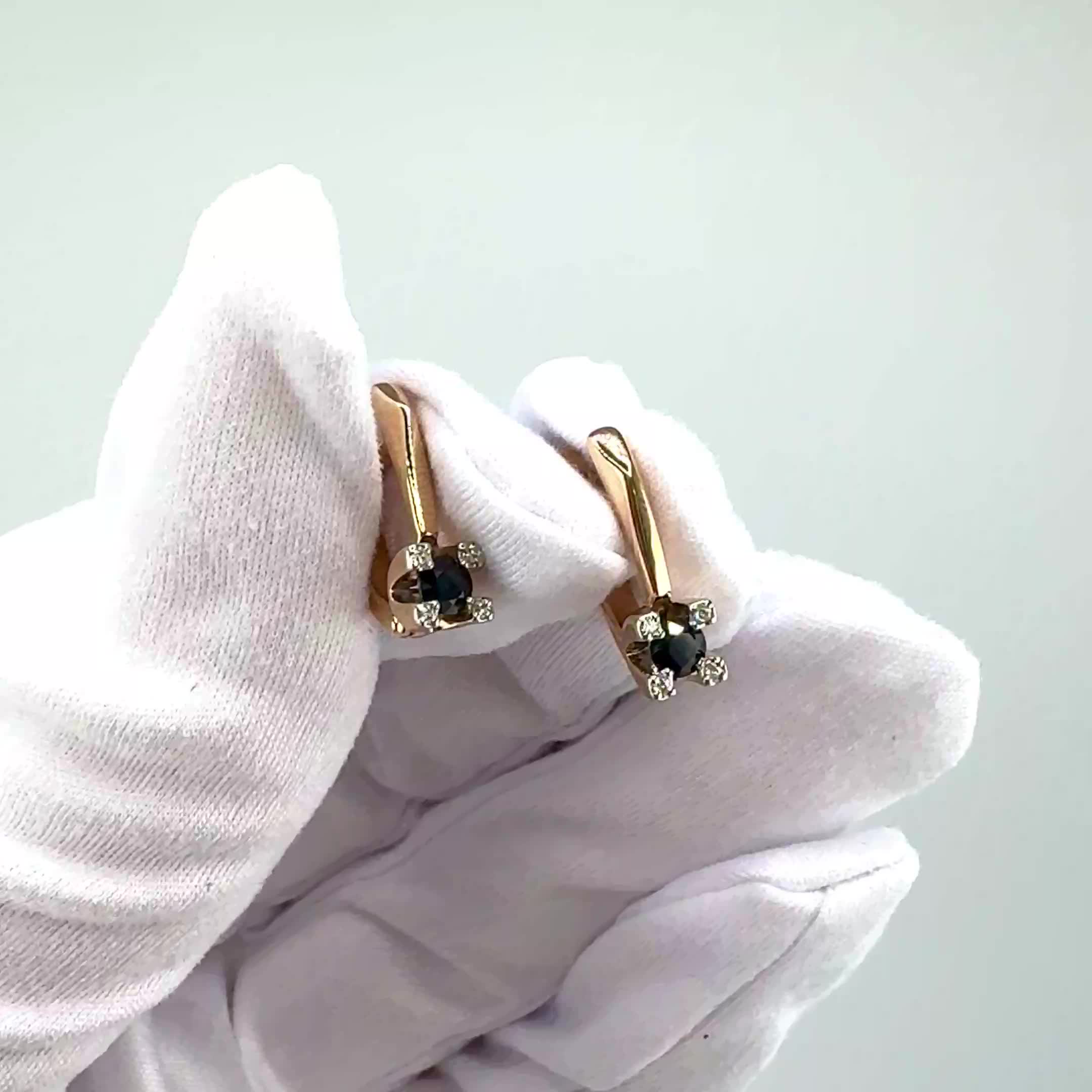 Серьги с сапфирами и бриллиантами из золота 585 пробы арт. 942558к.1