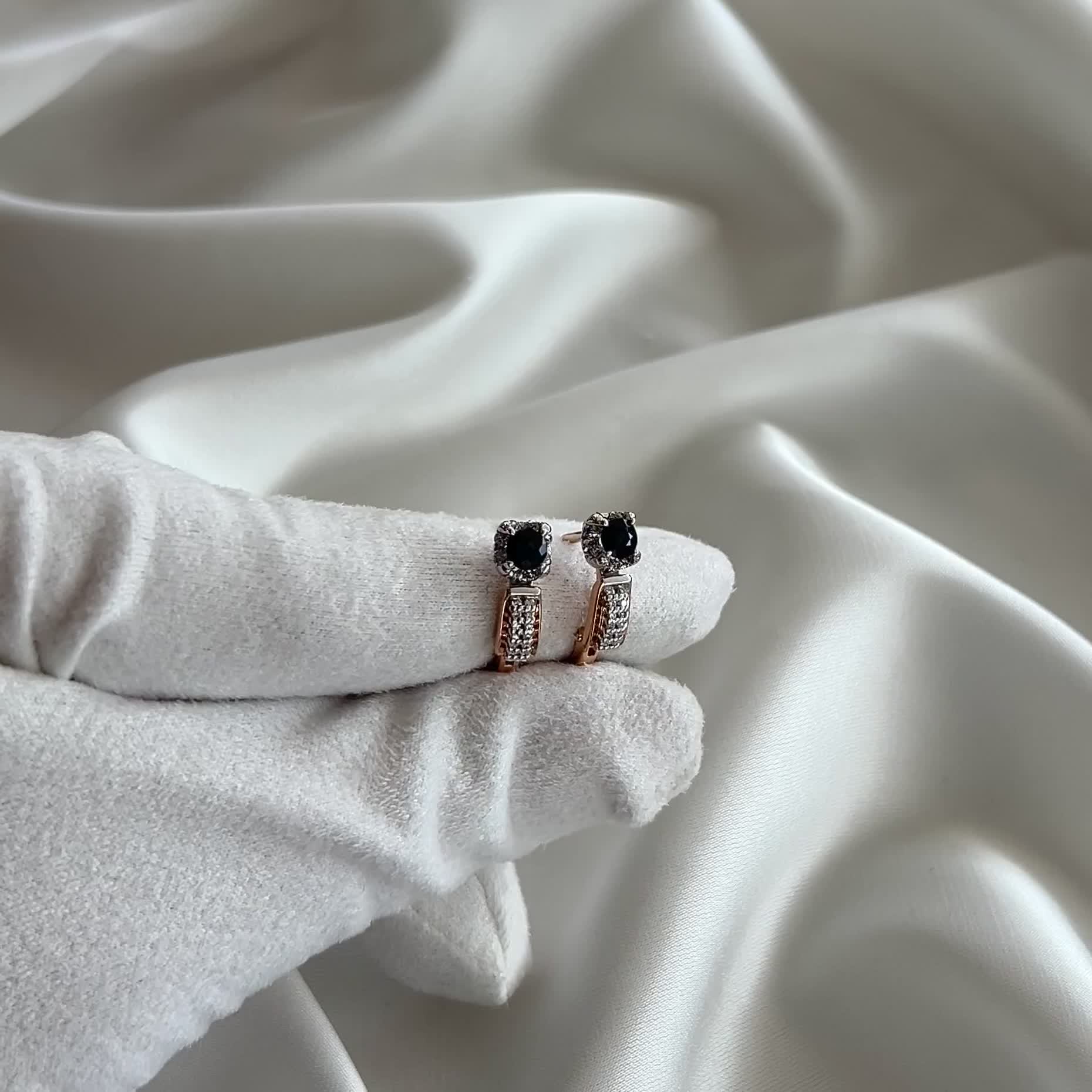 Серьги с сапфирами и бриллиантами из золота 585 пробы арт. 942641к.1