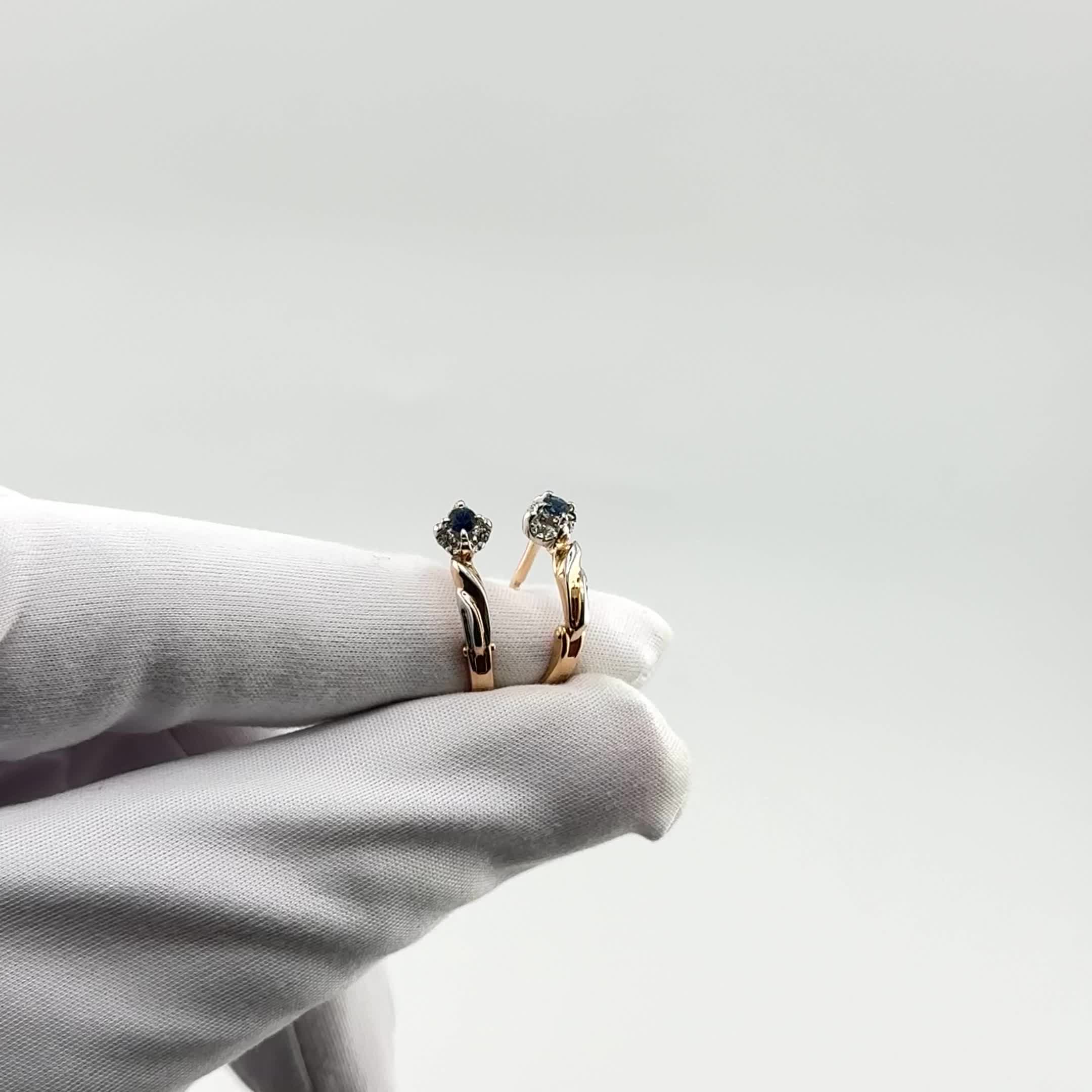 Серьги с сапфирами и бриллиантами из золота 585 пробы арт. 942680к.1