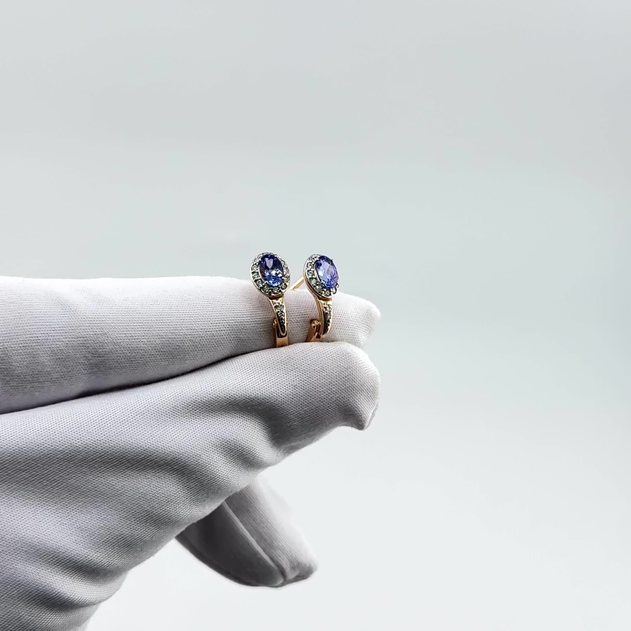 Серьги с танзанитами и бриллиантами из золота 585 пробы арт. 942790к.1