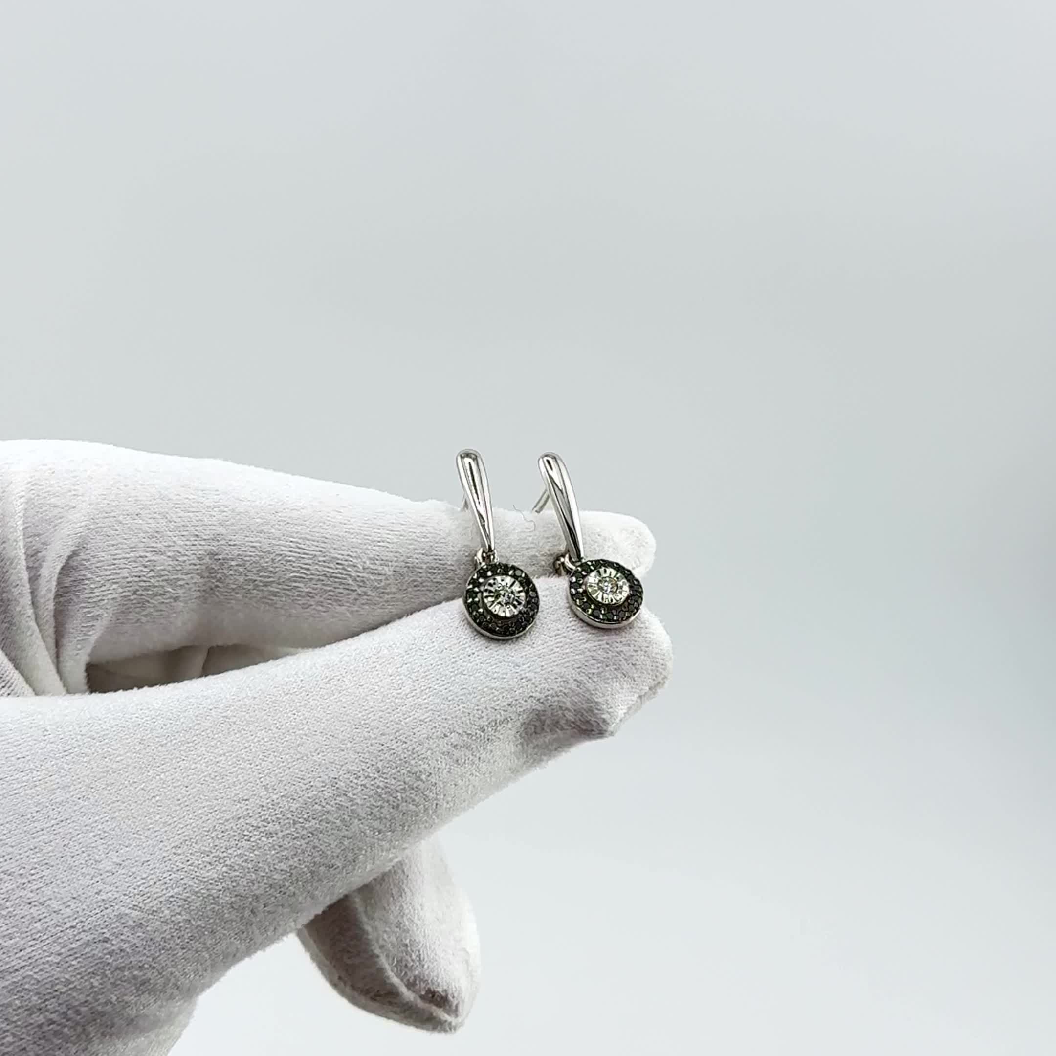 Серьги с бриллиантами из белого золота 585 пробы арт. 942844Ч.2
