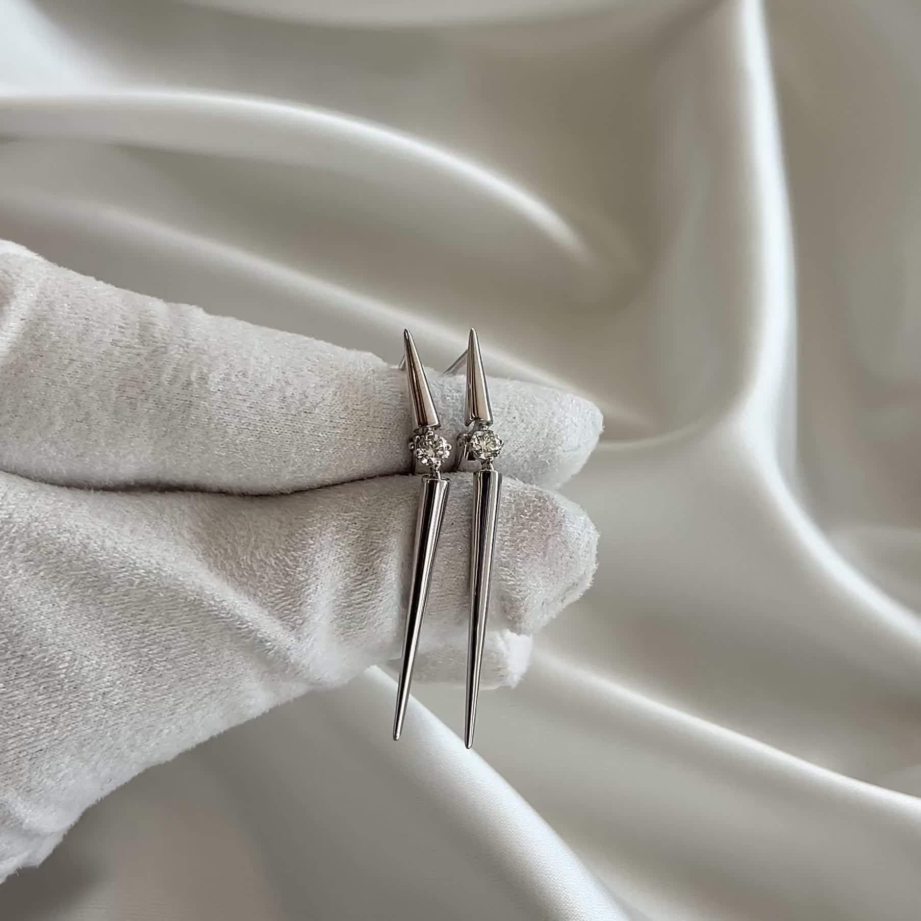 Серьги с бриллиантами из белого золота 585 пробы арт. 942880.2