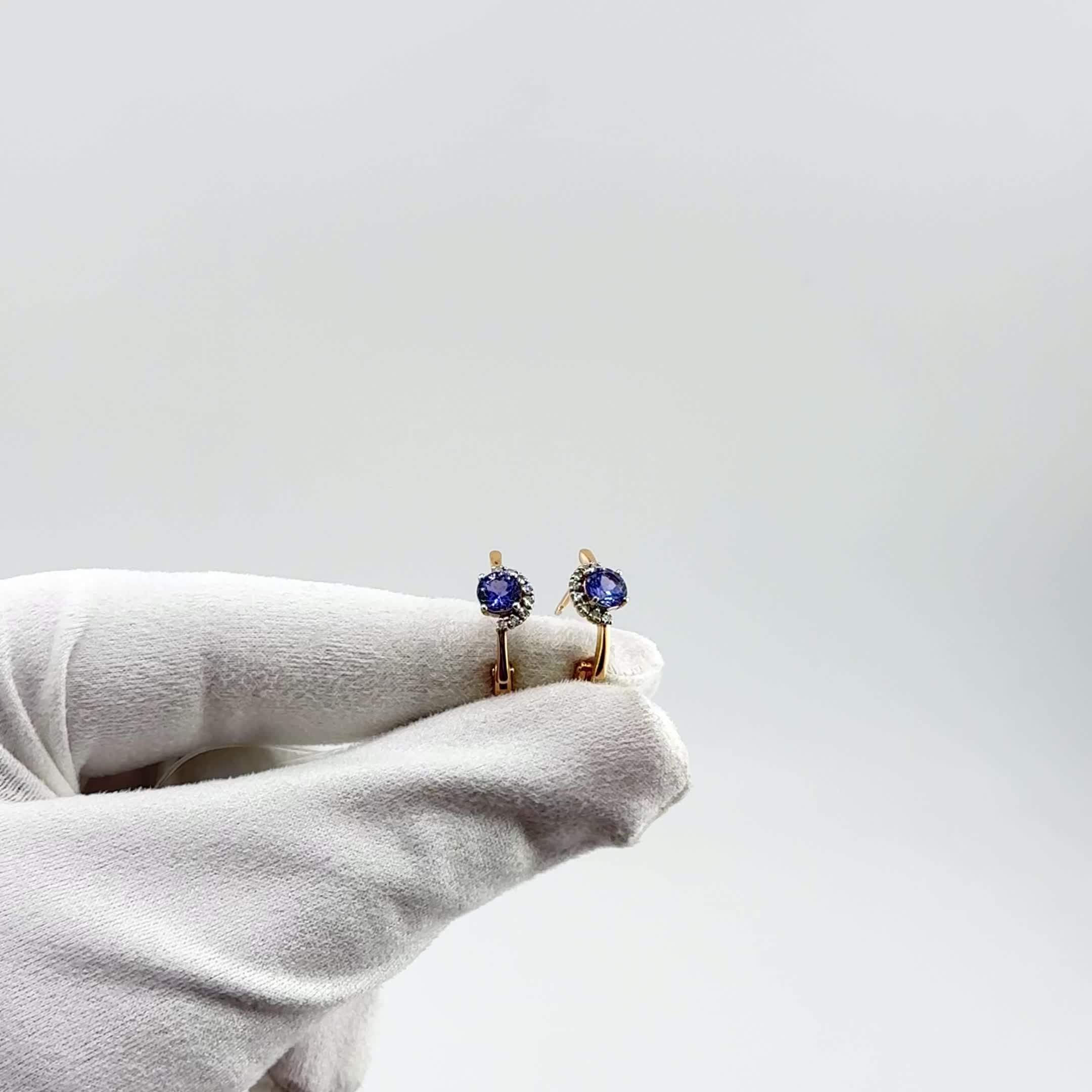 Серьги с танзанитами и бриллиантами из золота 585 пробы арт. 943033к.1
