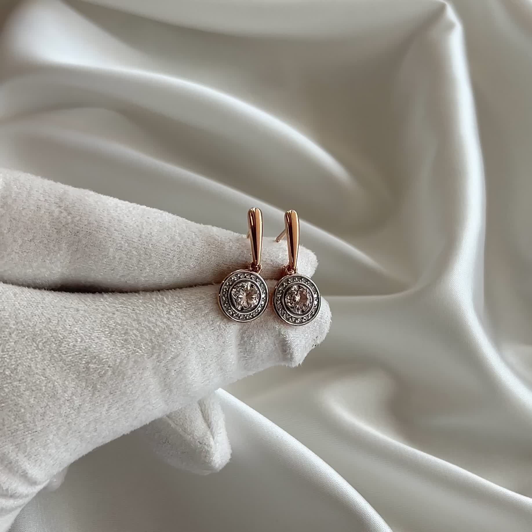 Серьги с морганитом и бриллиантами из золота 585 пробы арт. 943052к.1