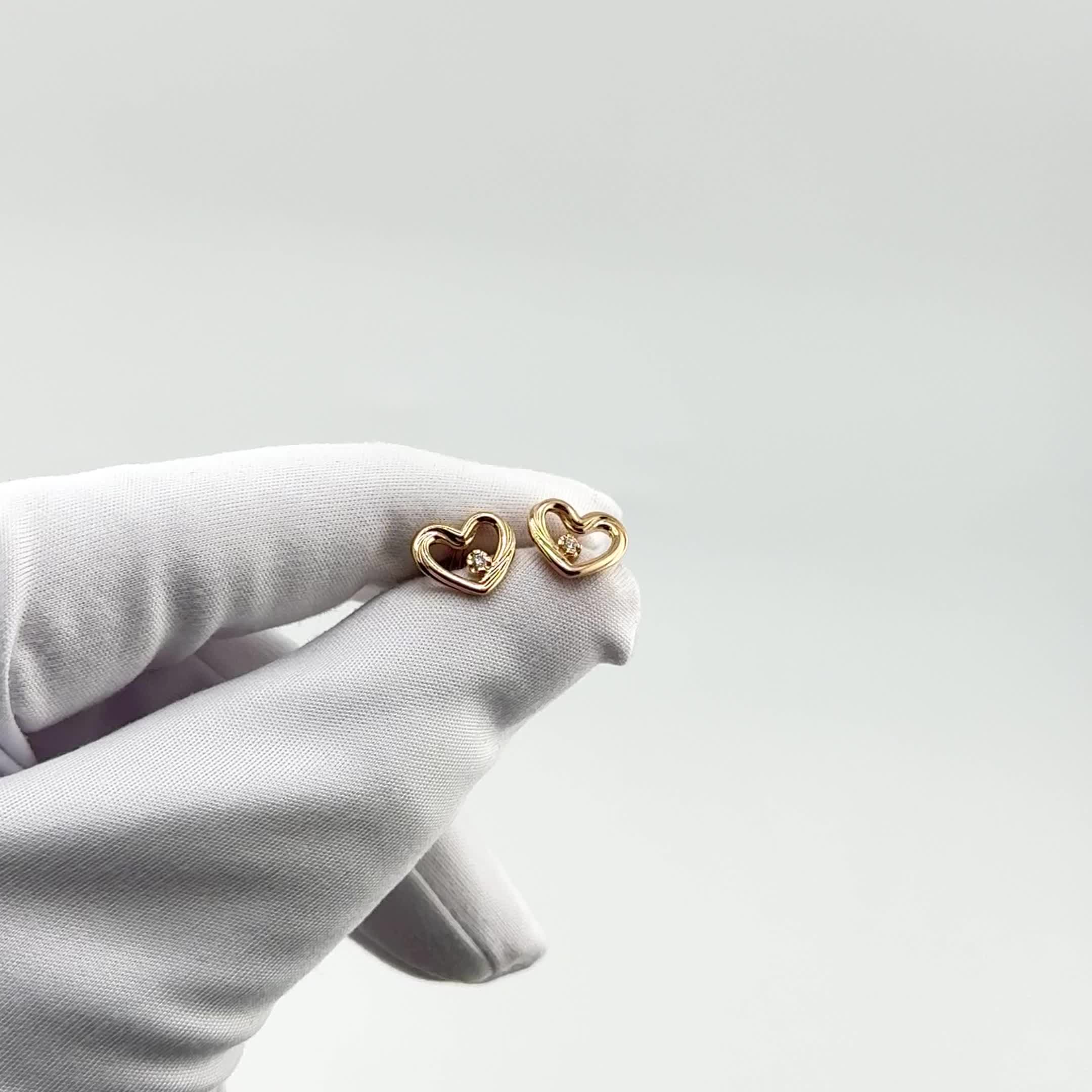 Серьги "Сердца" с бриллиантами из золота 585 пробы арт. 943278к.1