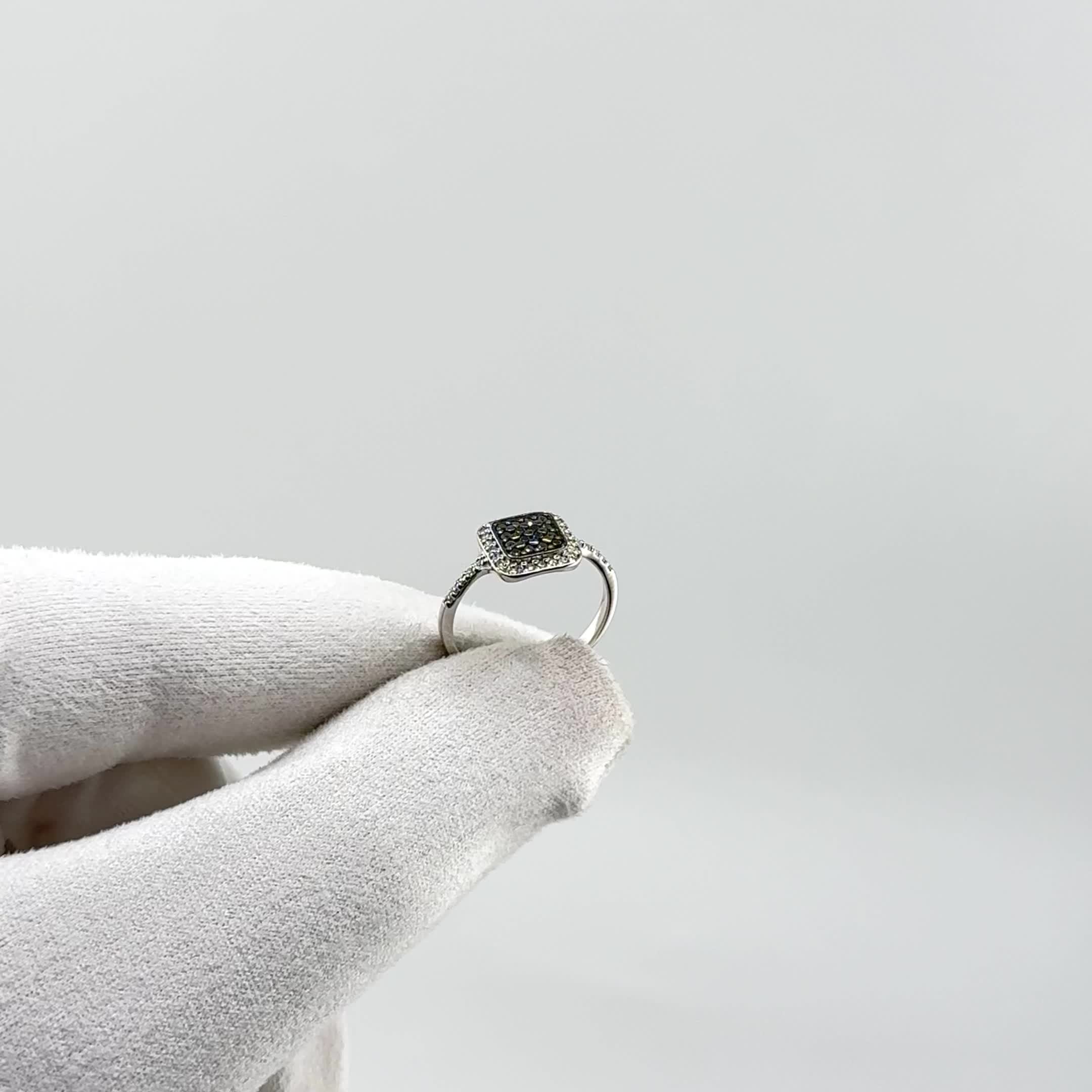 Кольцо с бриллиантами из белого золота 585 пробы арт. 961372Ч.2