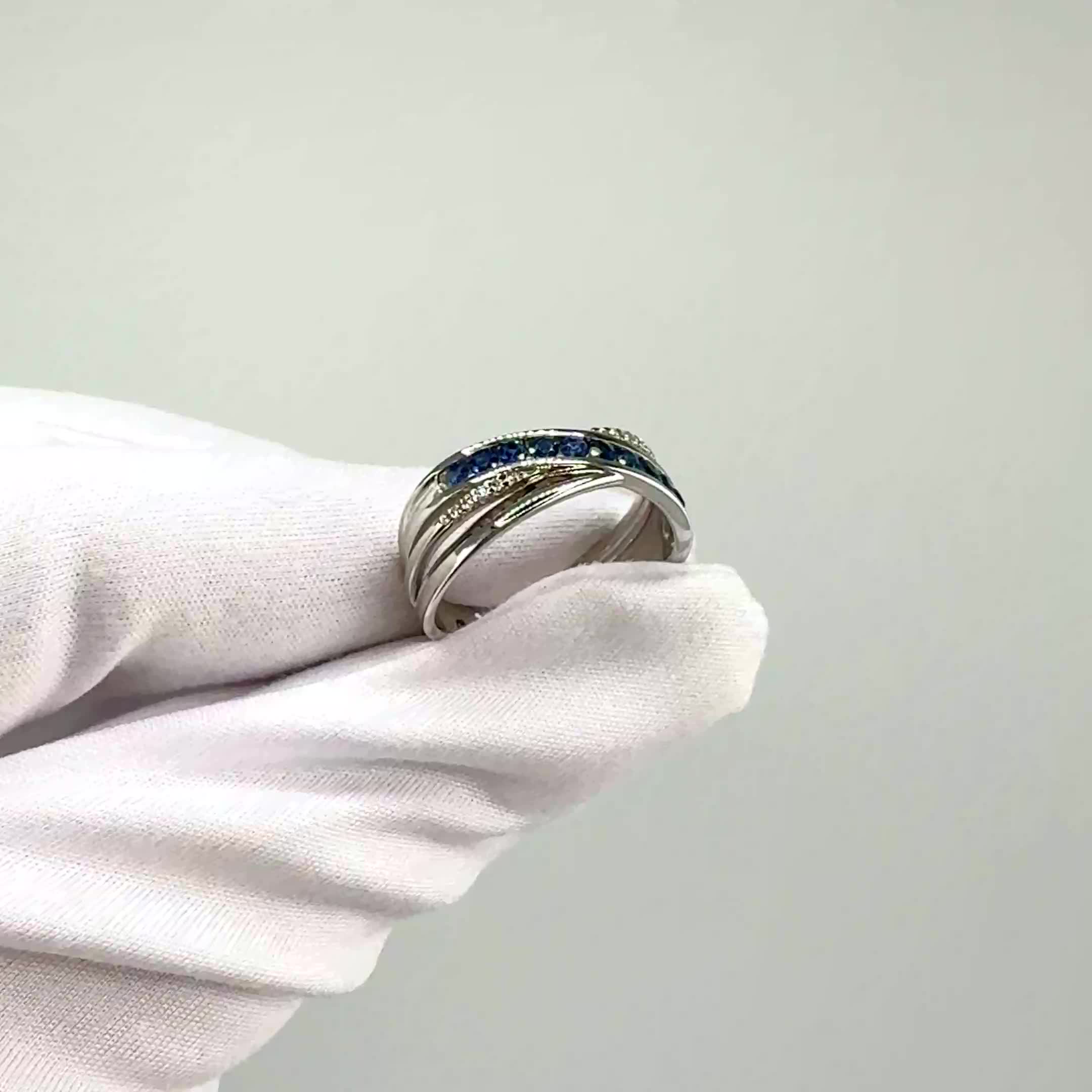 Кольцо c сапфирами и бриллиантами из белого золота 585 пробы арт. 961457.2