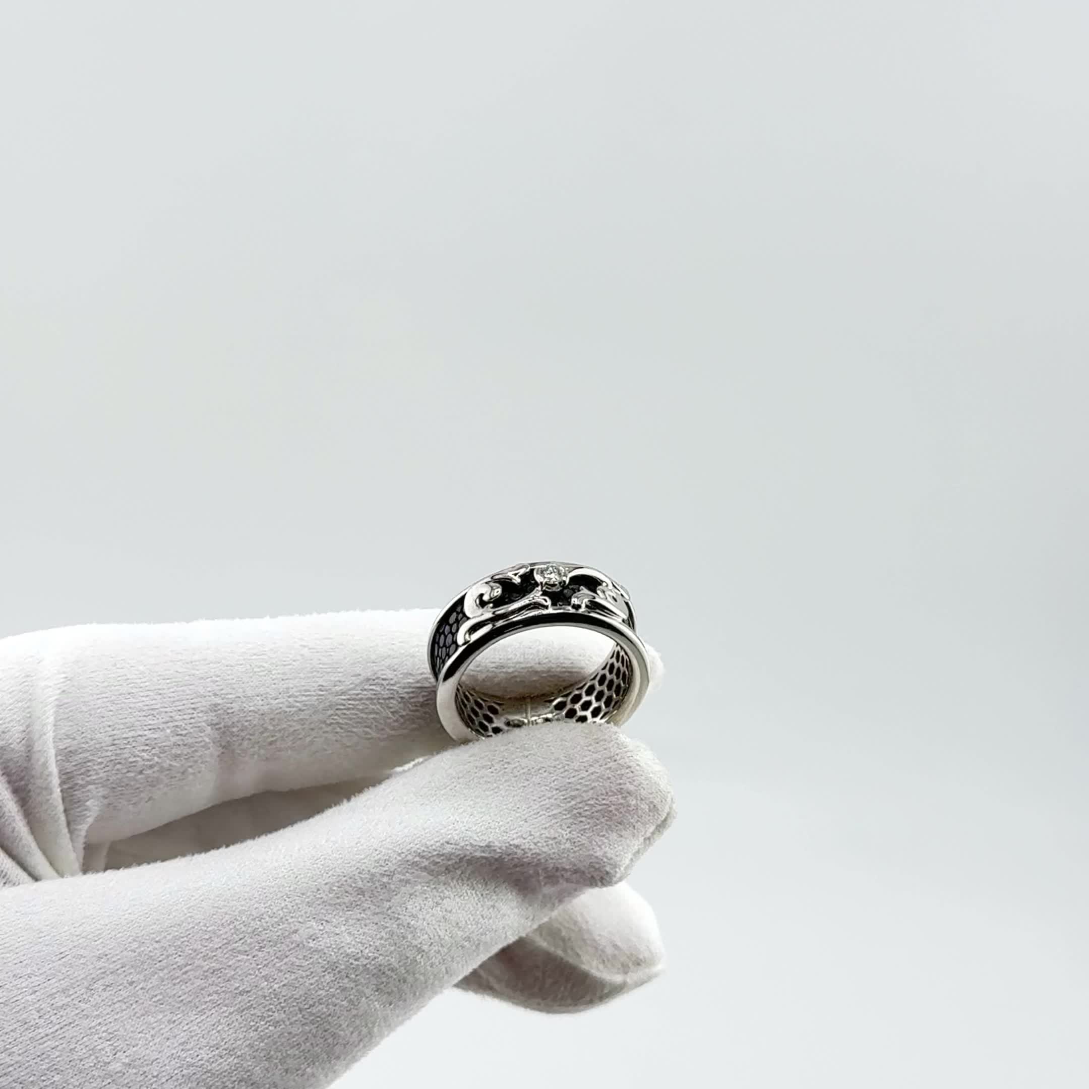 Кольцо с бриллиантом и кожей ската из золота 585 пробы  арт. 963305.2